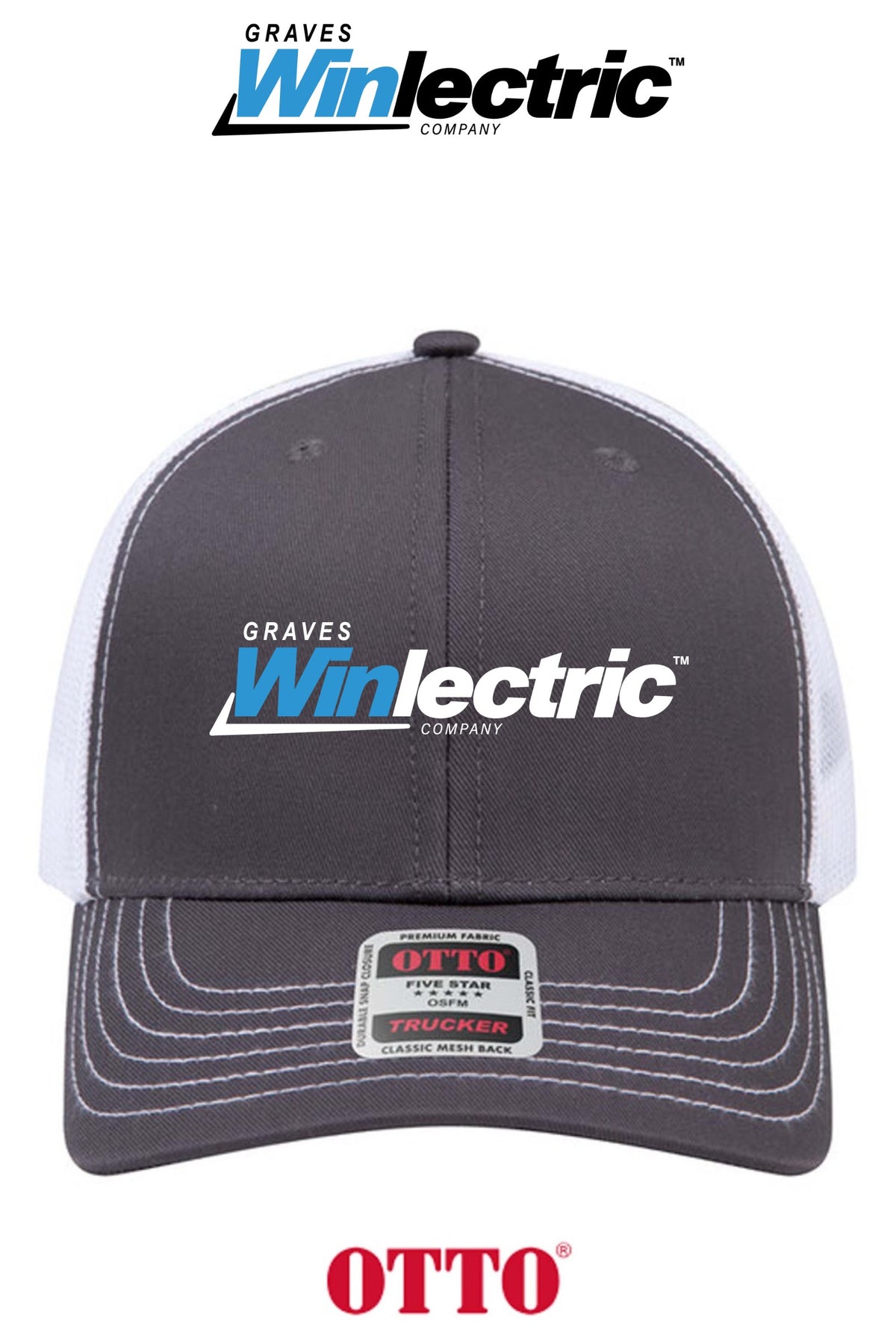 **BULK BUY SPECIAL** OTTO CAP® 6 Panel Mid Profile Mesh Back Trucker Hat - Graves Winlectric