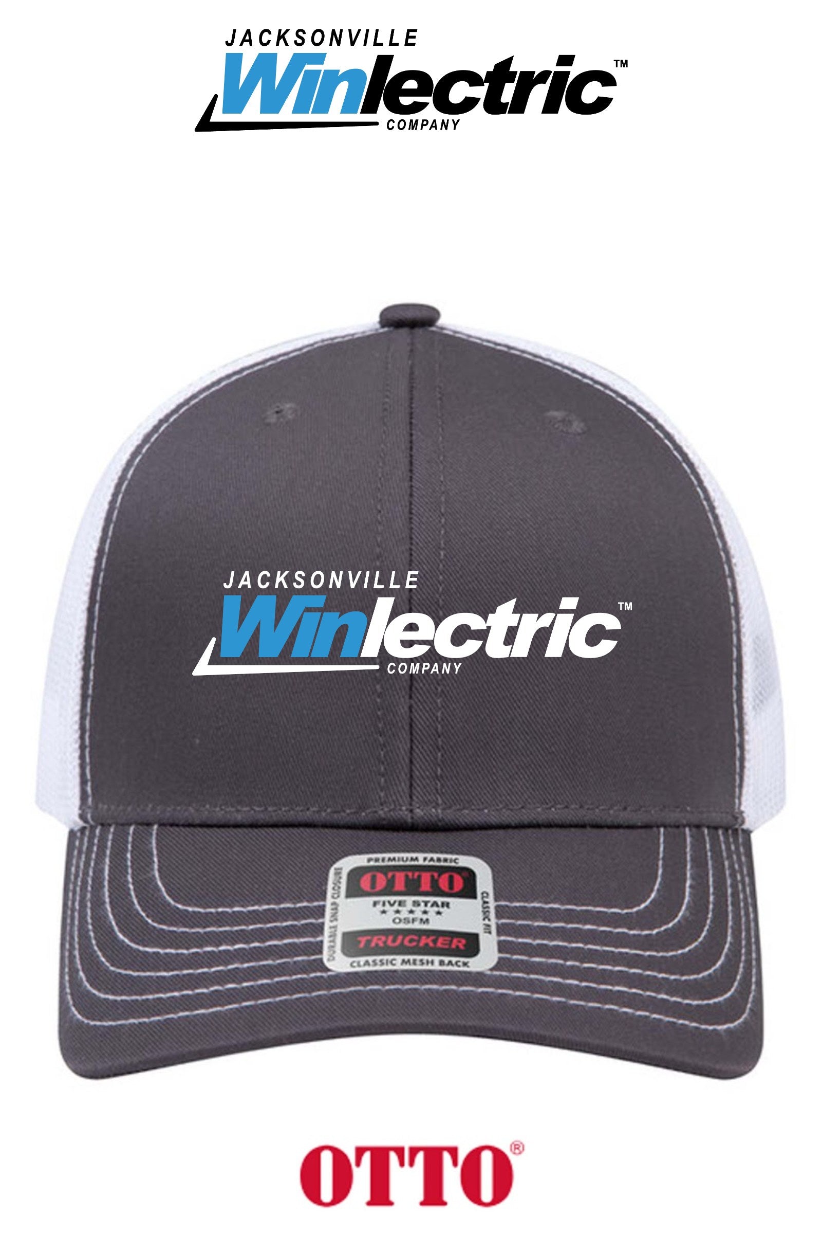 **BULK BUY SPECIAL** OTTO CAP® 6 Panel Mid Profile Mesh Back Trucker Hat - Jacksonville Winlectric