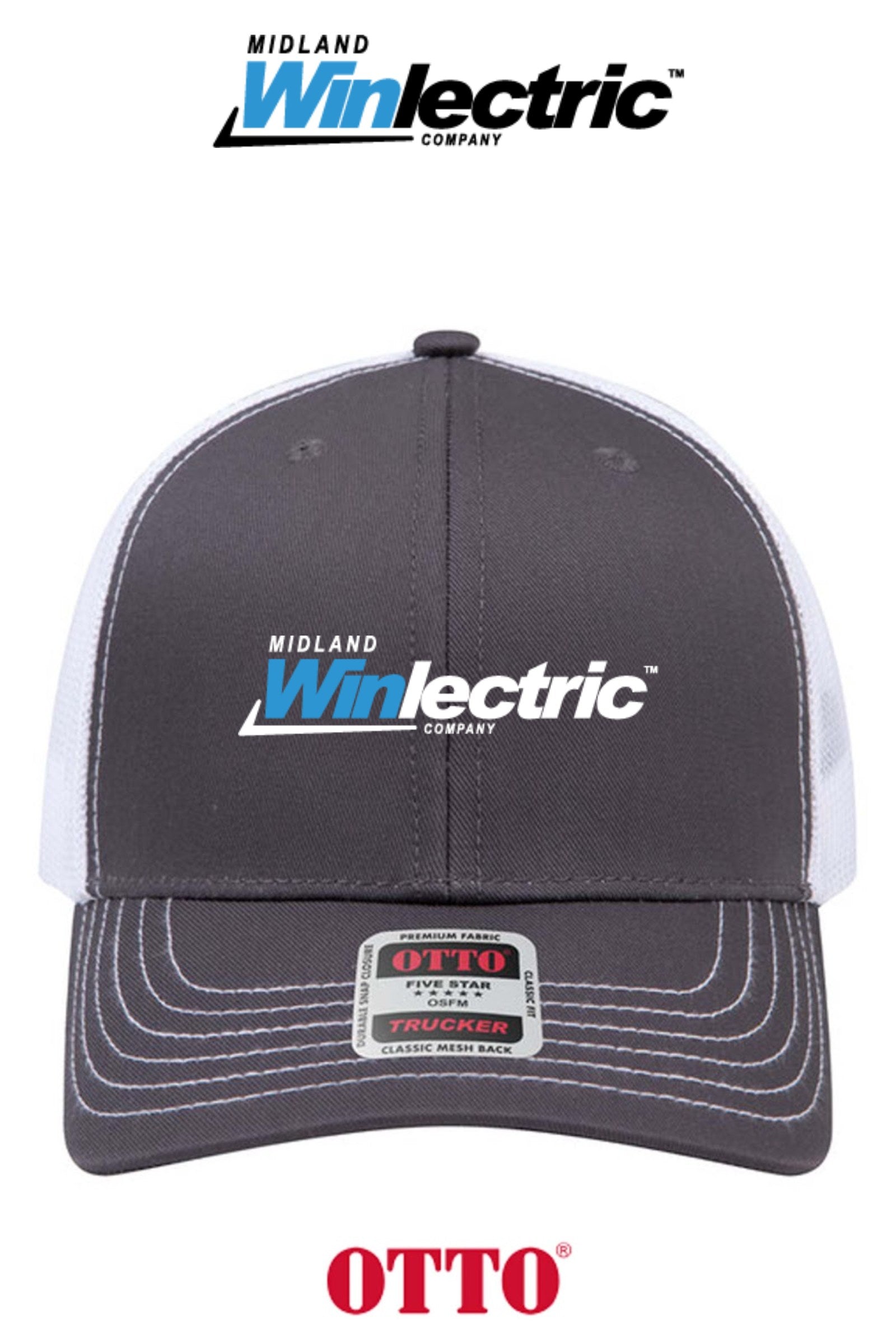 **BULK BUY SPECIAL** OTTO CAP® 6 Panel Mid Profile Mesh Back Trucker Hat - Winlectric of Midland