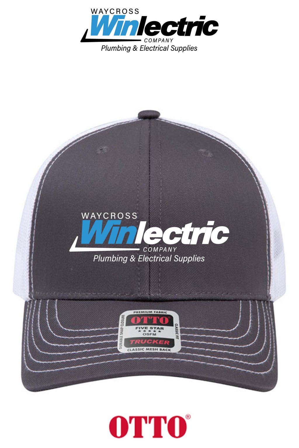 **BULK BUY SPECIAL** OTTO CAP® 6 Panel Mid Profile Mesh Back Trucker Hat - Waycross Winlectric