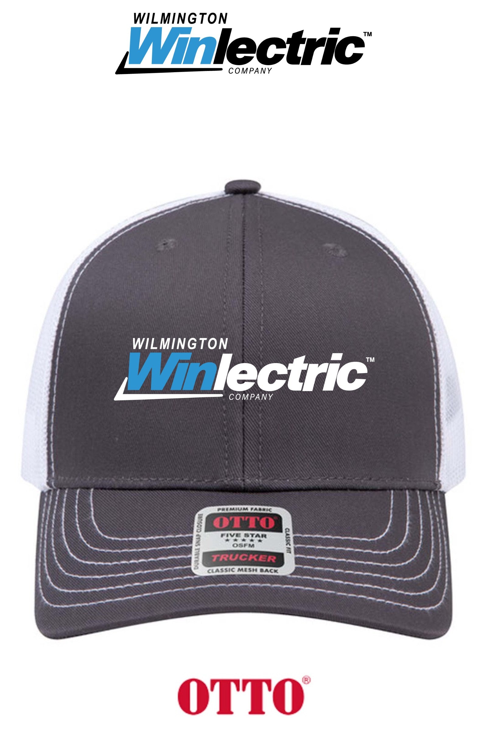 **BULK BUY SPECIAL** OTTO CAP® 6 Panel Mid Profile Mesh Back Trucker Hat - Wilmington Winlectric