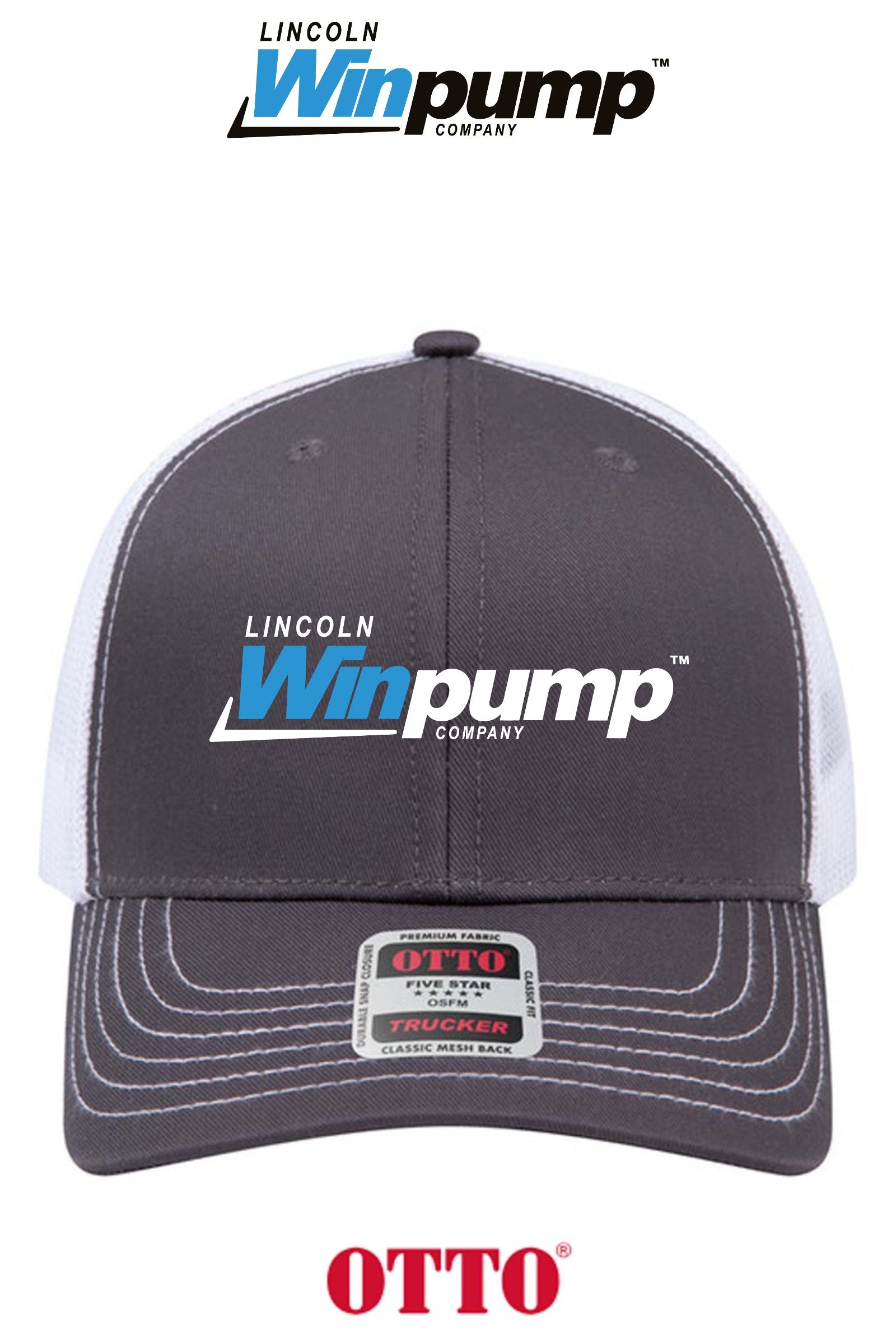 **BULK BUY SPECIAL** OTTO CAP® 6 Panel Mid Profile Mesh Back Trucker Hat - Lincoln Winpump