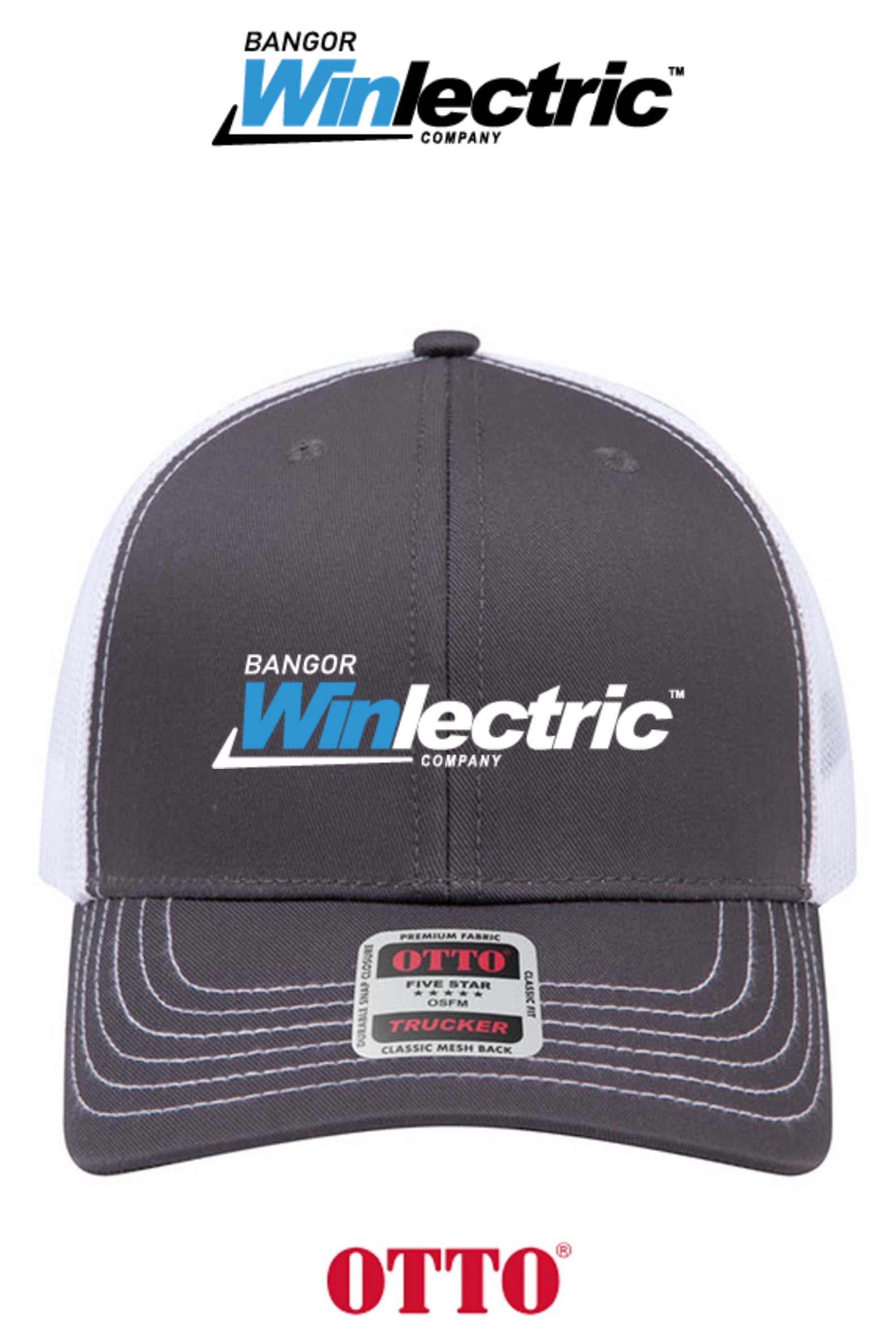 **BULK BUY SPECIAL** OTTO CAP® 6 Panel Mid Profile Mesh Back Trucker Hat - Winlectric Bangor