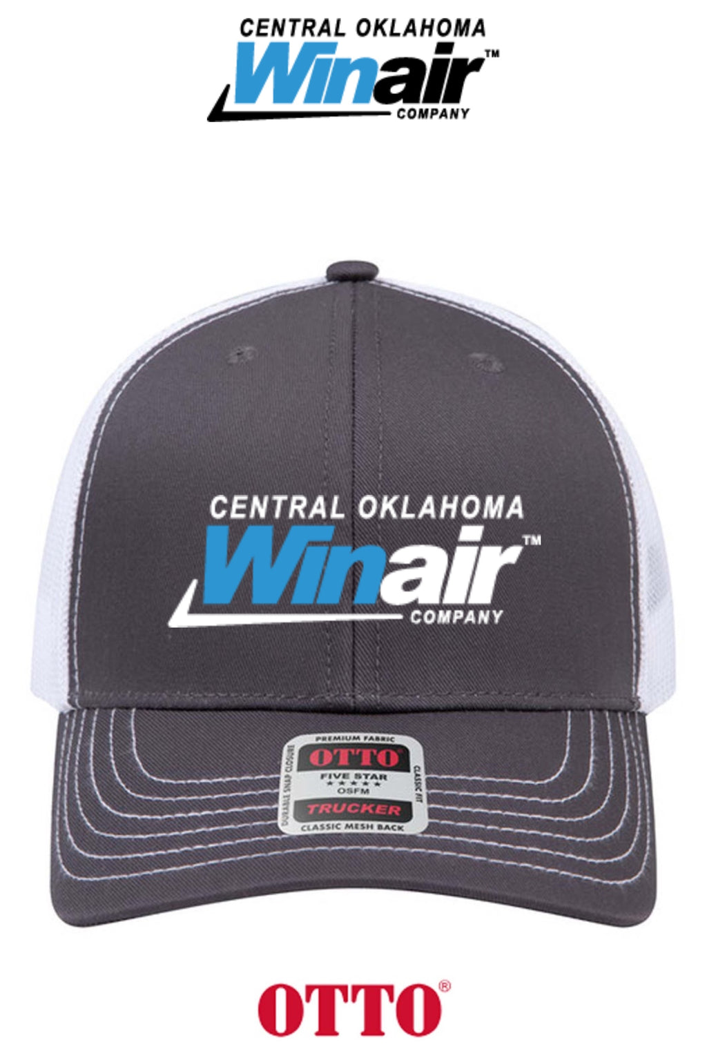 **BULK BUY SPECIAL** OTTO CAP® 6 Panel Mid Profile Mesh Back Trucker Hat - Central Oklahoma Winair