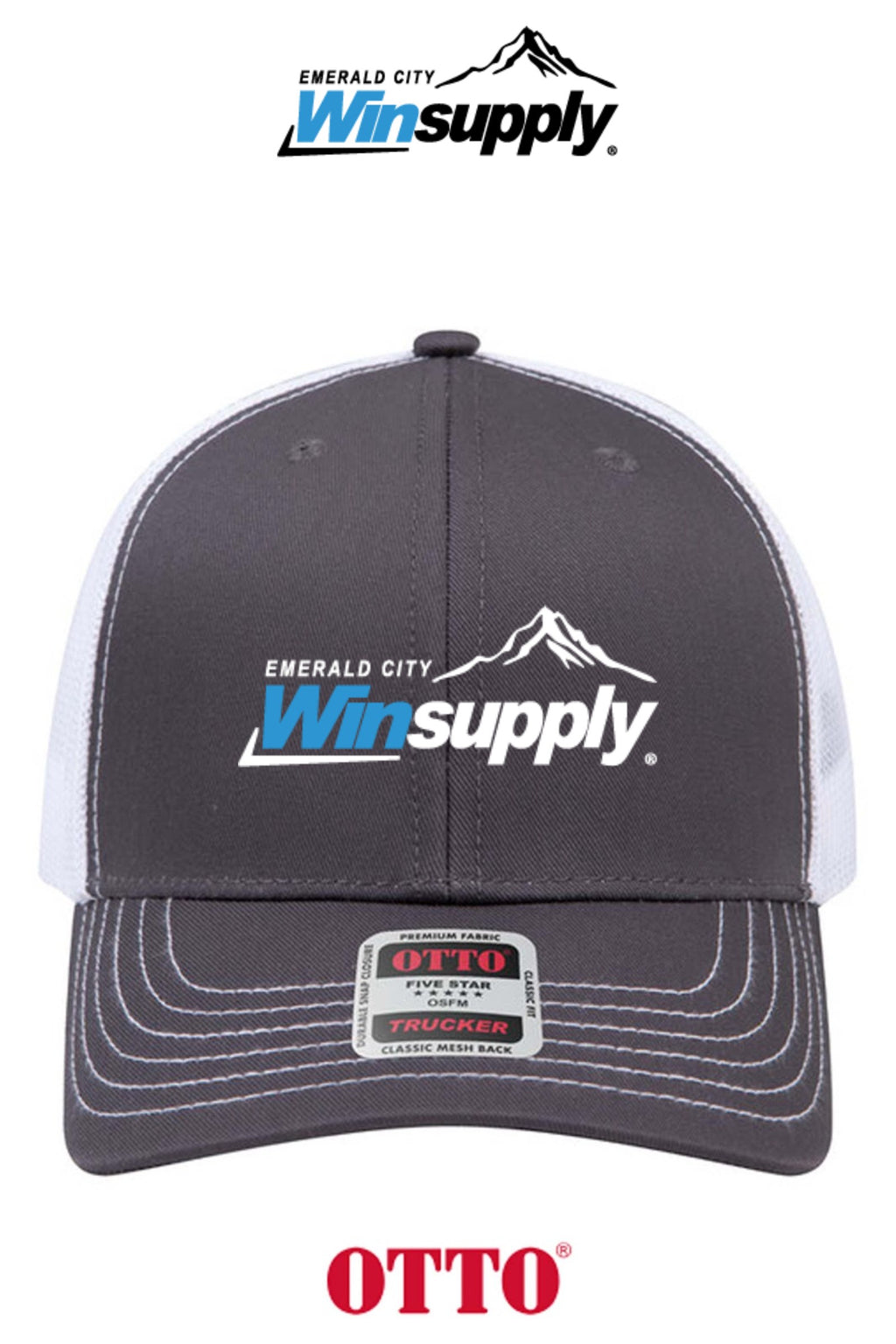 **BULK BUY SPECIAL** OTTO CAP® 6 Panel Mid Profile Mesh Back Trucker Hat - Winsupply Emerald City