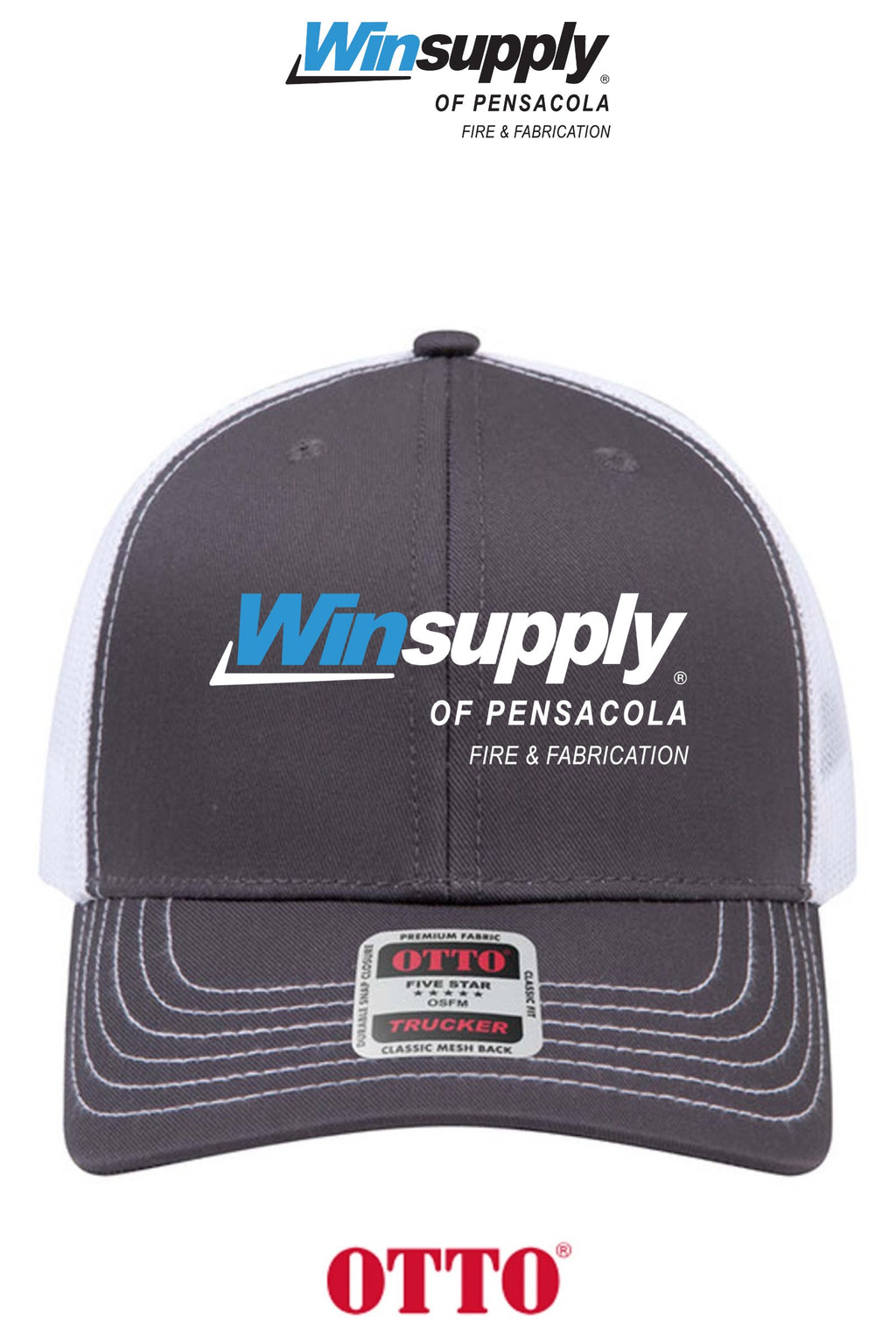 **BULK BUY SPECIAL** OTTO CAP® 6 Panel Mid Profile Mesh Back Trucker Hat - Winsupply Pensacola Fire & Fabrication