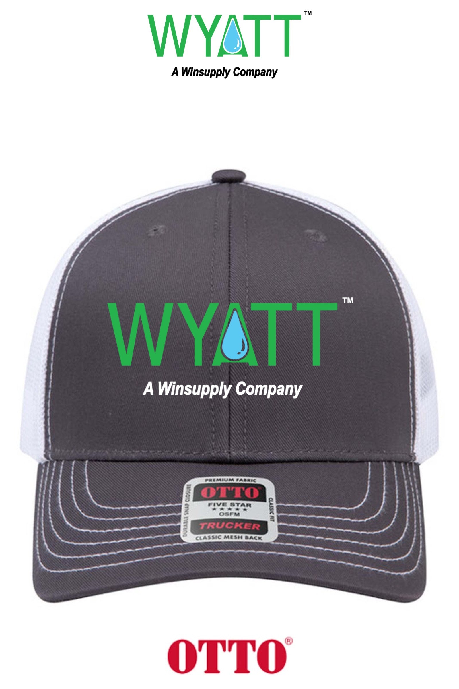 **BULK BUY SPECIAL** OTTO CAP® 6 Panel Mid Profile Mesh Back Trucker Hat - Wyatt Irrigation of Santa Rosa