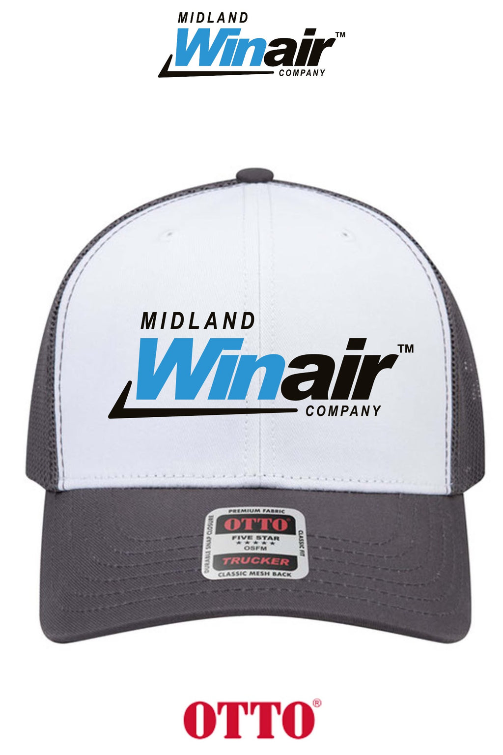 **BULK BUY SPECIAL** OTTO CAP® 6 Panel Mid Profile Mesh Back Trucker Hat - Midland Winair