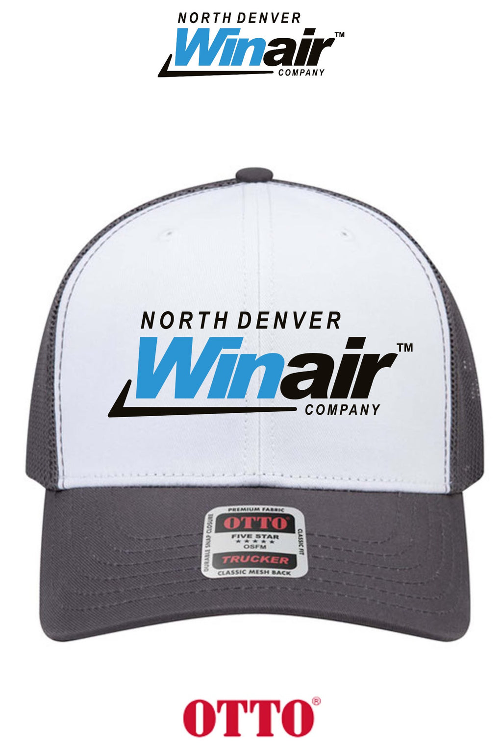 **BULK BUY SPECIAL** OTTO CAP® 6 Panel Mid Profile Mesh Back Trucker Hat - North Denver Winair