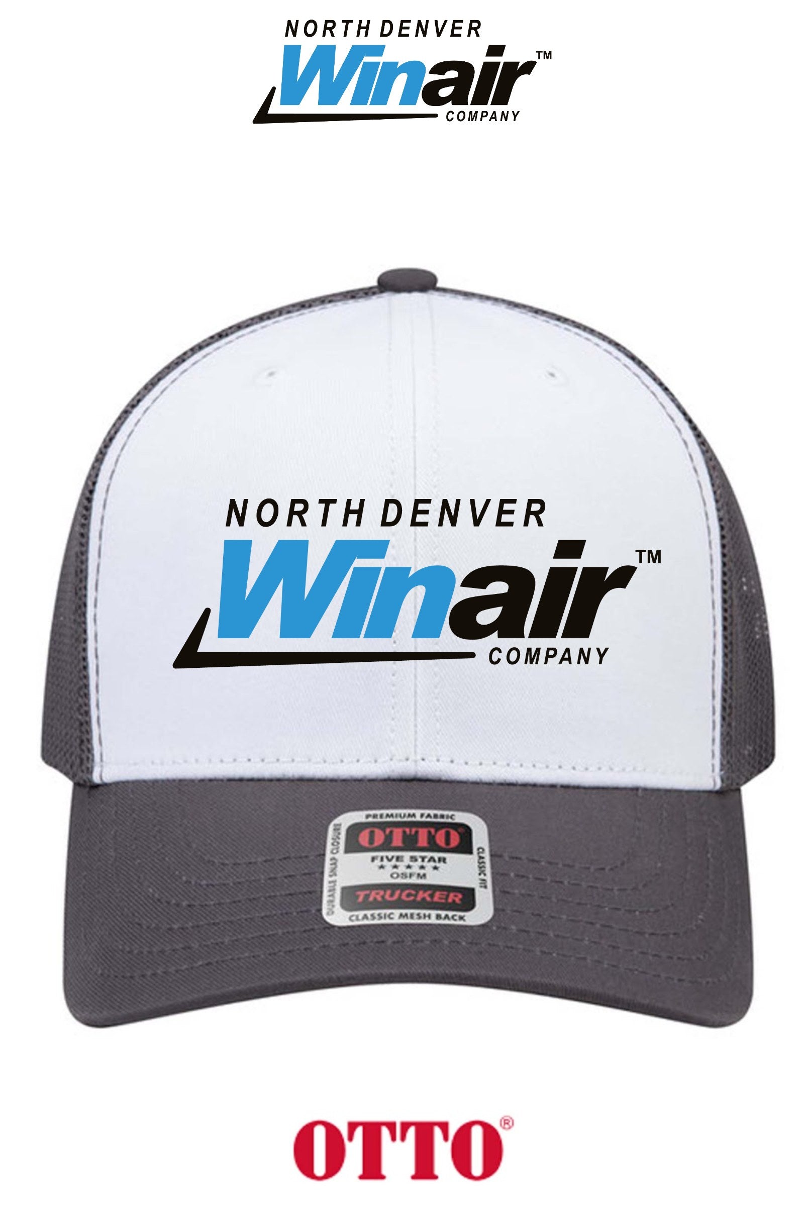 **BULK BUY SPECIAL** OTTO CAP® 6 Panel Mid Profile Mesh Back Trucker Hat - North Denver Winair