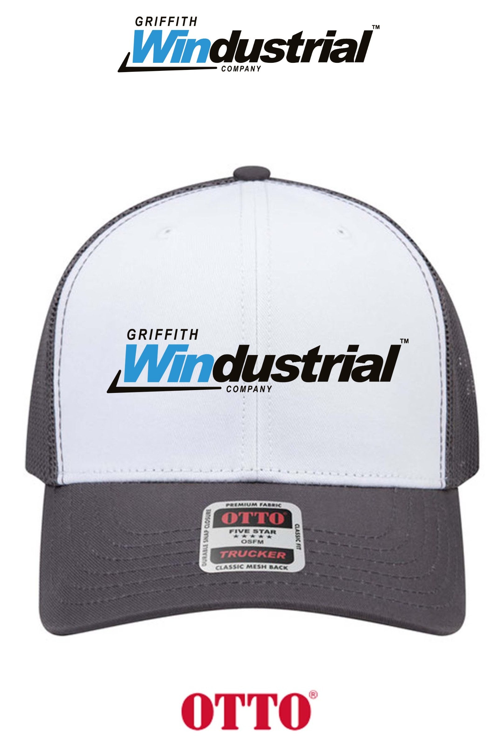 **BULK BUY SPECIAL** OTTO CAP® 6 Panel Mid Profile Mesh Back Trucker Hat - Griffith Windustrial