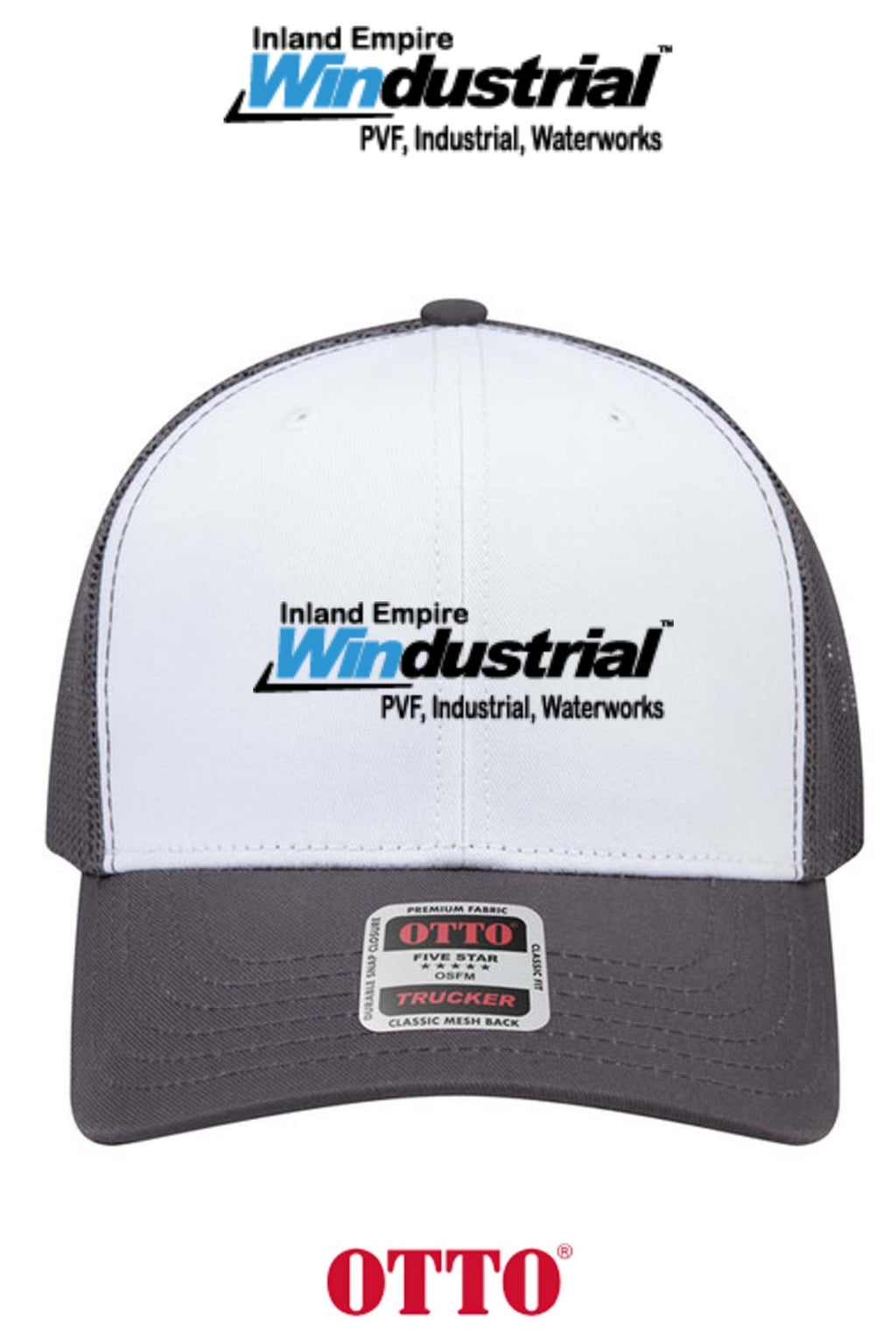 **BULK BUY SPECIAL** OTTO CAP® 6 Panel Mid Profile Mesh Back Trucker Hat - Inland Empire Windustrial