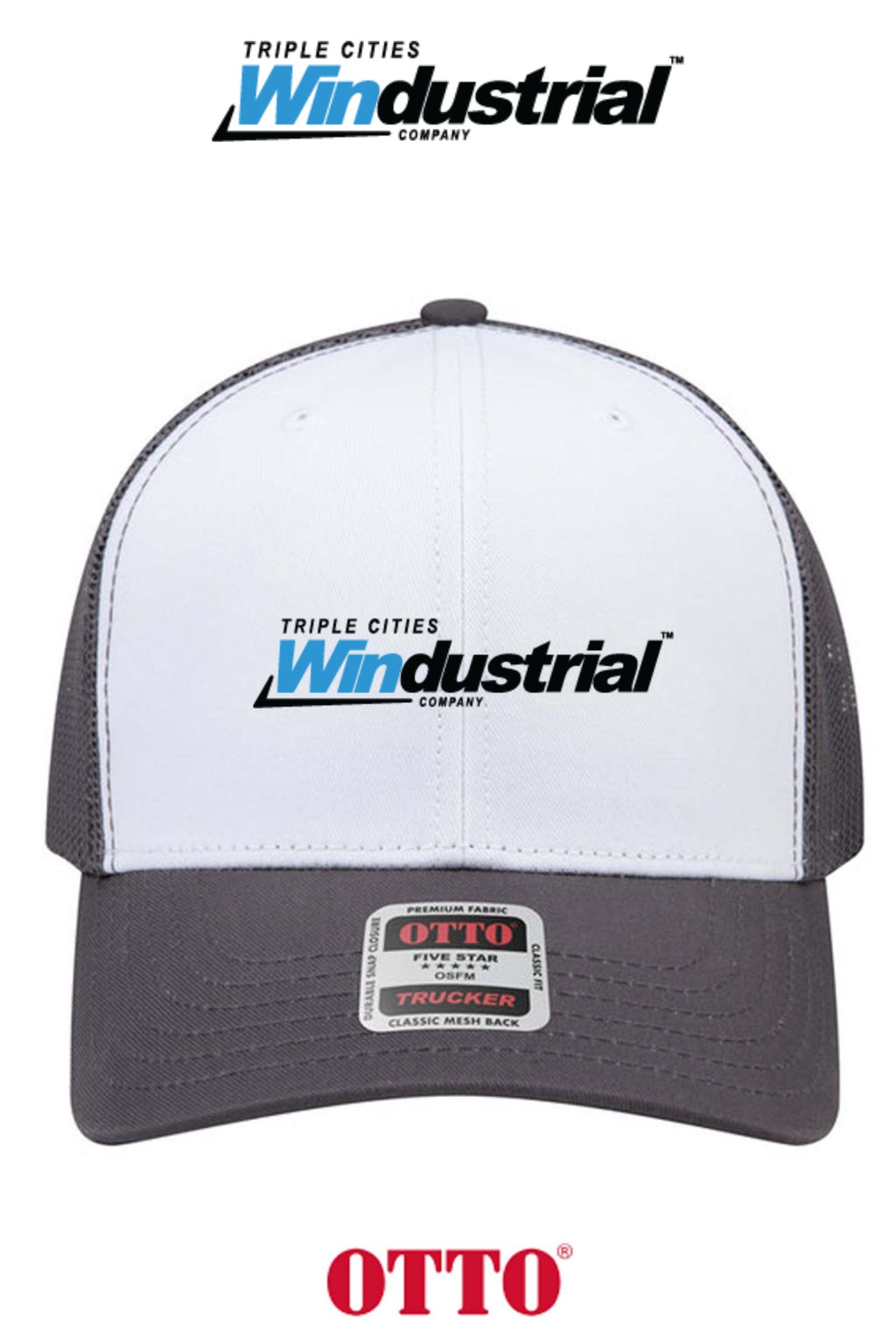 **BULK BUY SPECIAL** OTTO CAP® 6 Panel Mid Profile Mesh Back Trucker Hat - Windustrial Triple Cities