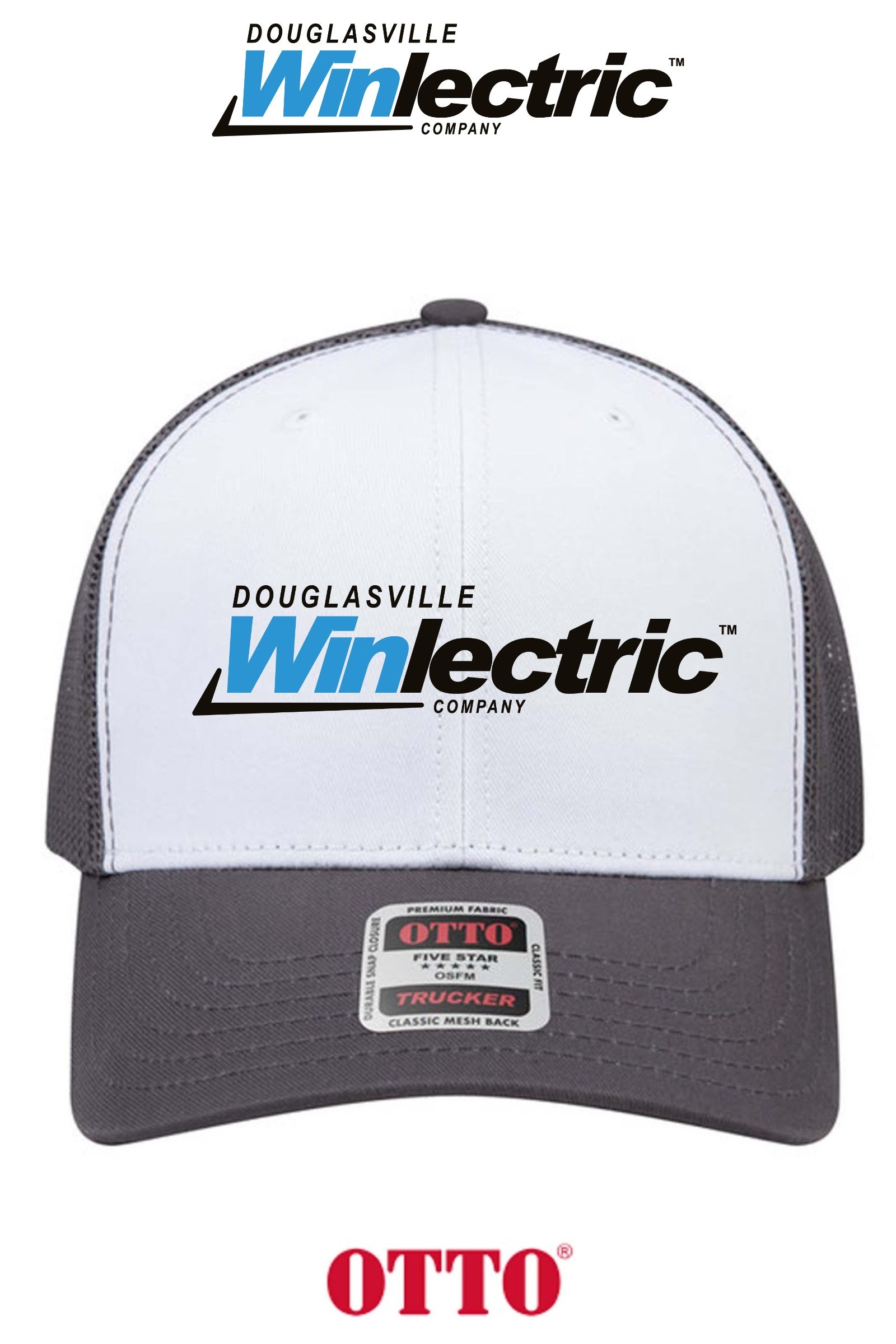**BULK BUY SPECIAL** OTTO CAP® 6 Panel Mid Profile Mesh Back Trucker Hat - Douglasville Winlectric