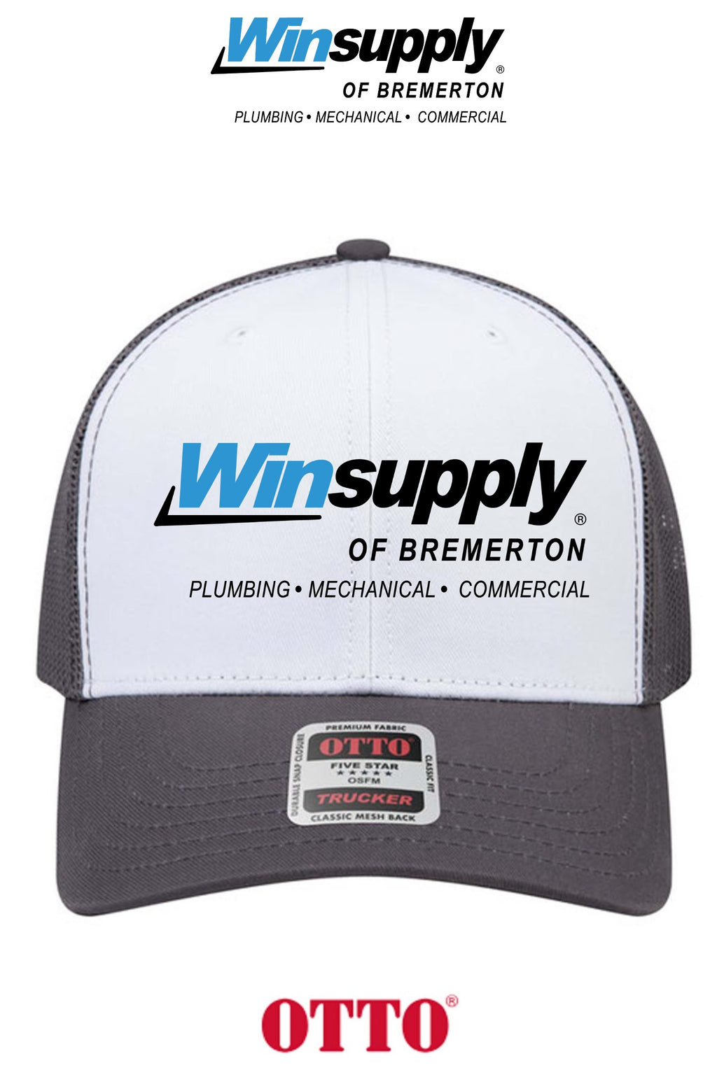 **BULK BUY SPECIAL** OTTO CAP® 6 Panel Mid Profile Mesh Back Trucker Hat - Winsupply Bremerton WA CO.