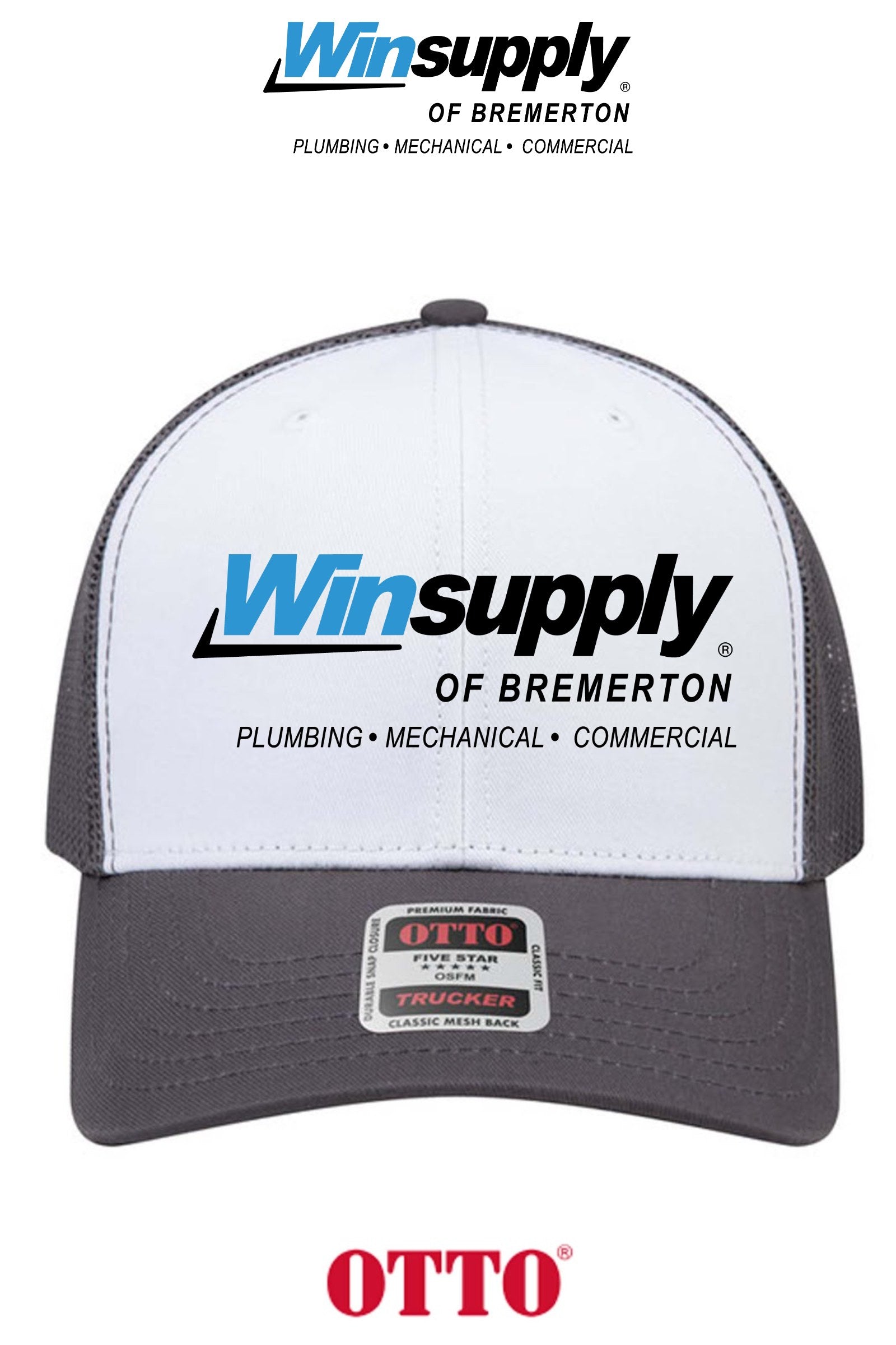 **BULK BUY SPECIAL** OTTO CAP® 6 Panel Mid Profile Mesh Back Trucker Hat - Winsupply Bremerton WA CO.