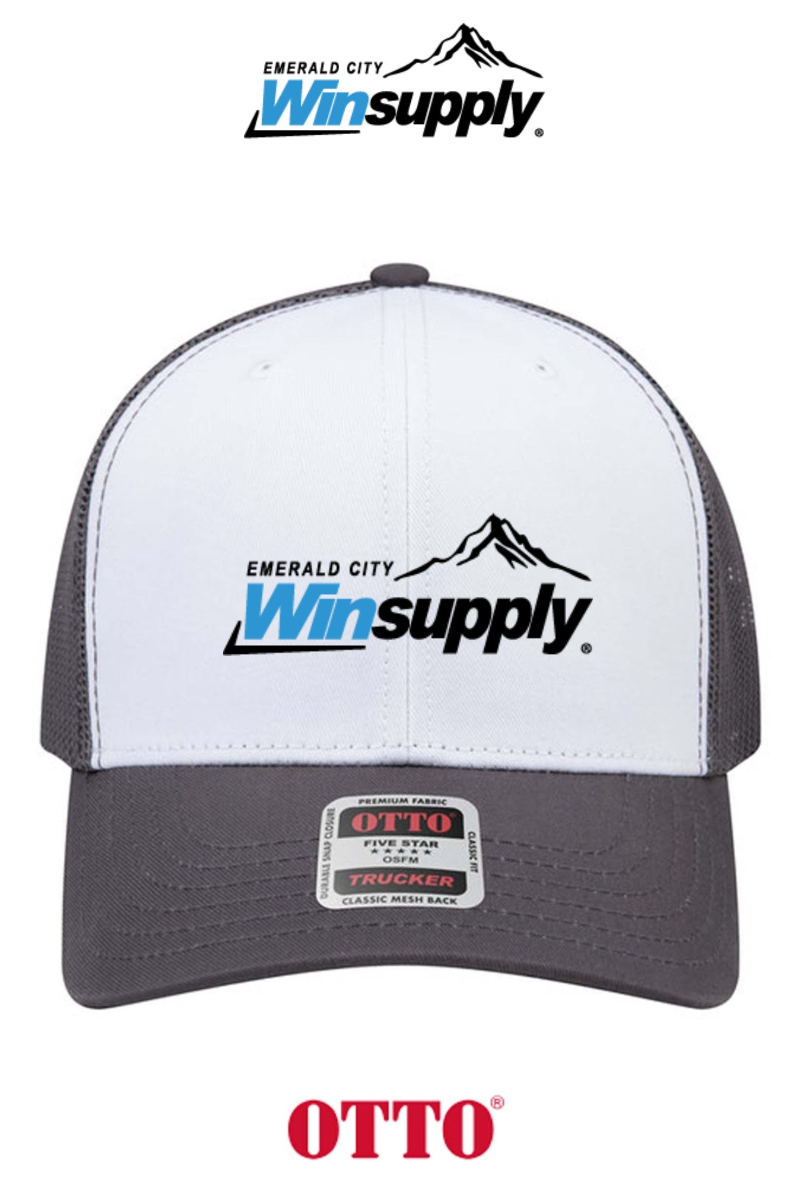 **BULK BUY SPECIAL** OTTO CAP® 6 Panel Mid Profile Mesh Back Trucker Hat - Winsupply Emerald City
