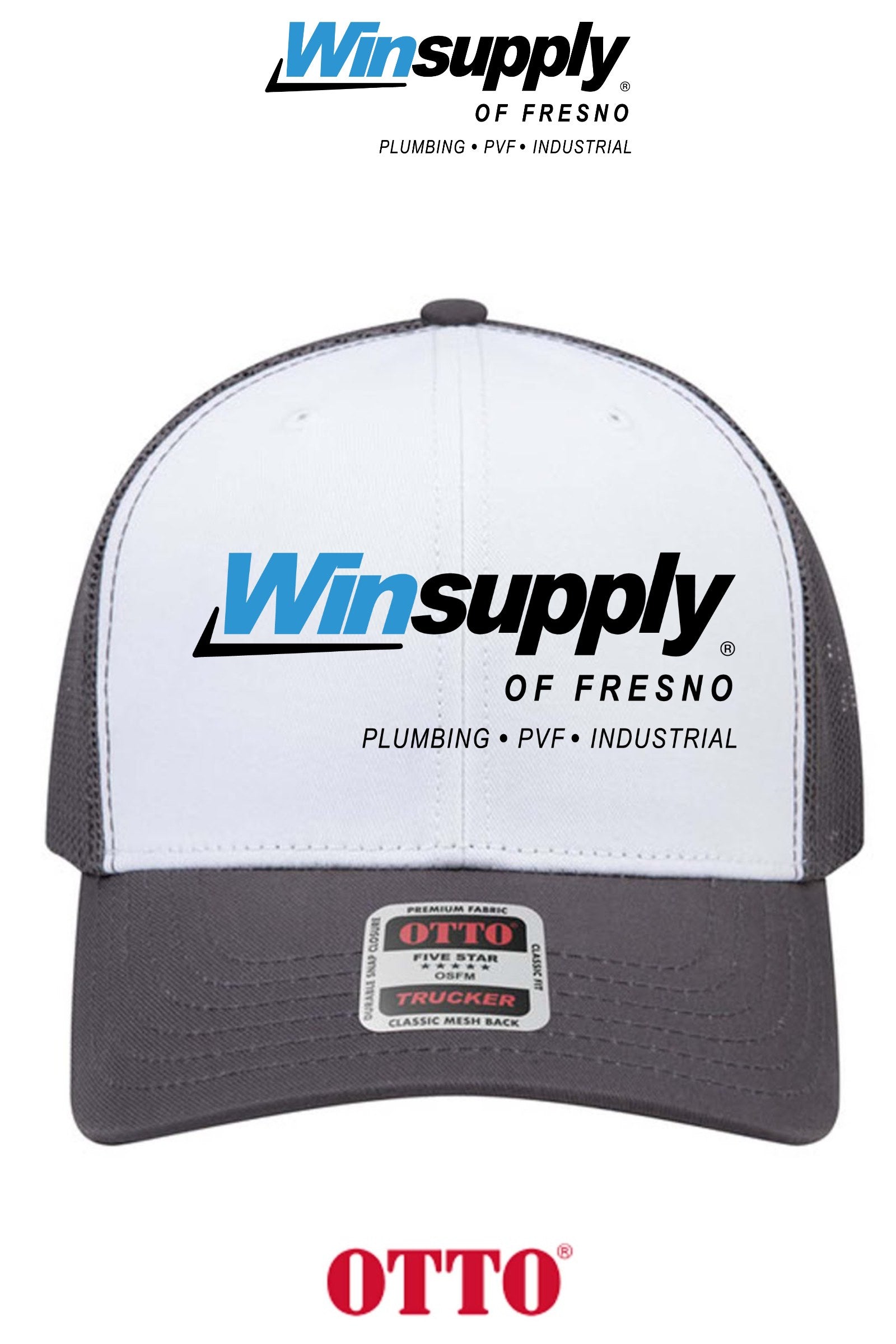 **BULK BUY SPECIAL** OTTO CAP® 6 Panel Mid Profile Mesh Back Trucker Hat - Winsupply Fresno County