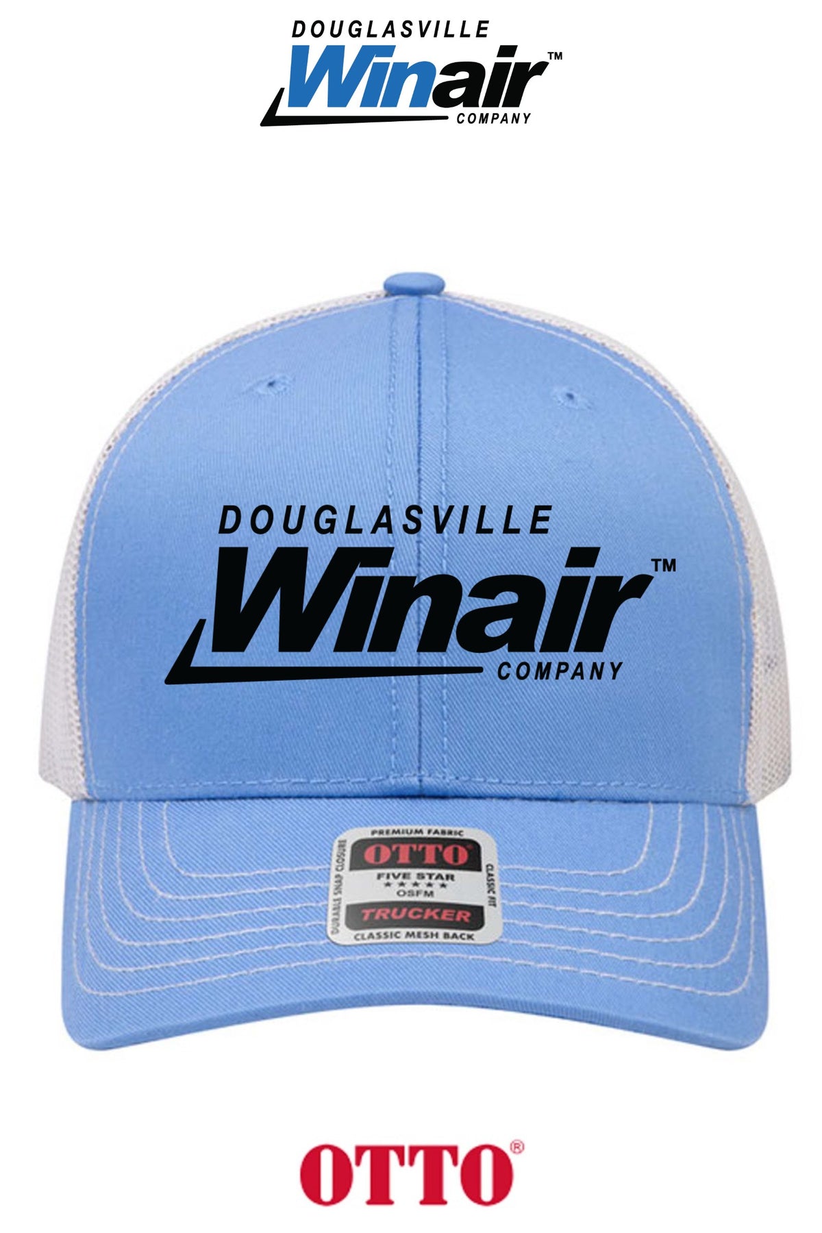 **BULK BUY SPECIAL** OTTO CAP® 6 Panel Mid Profile Mesh Back Trucker Hat - Douglasville Winair