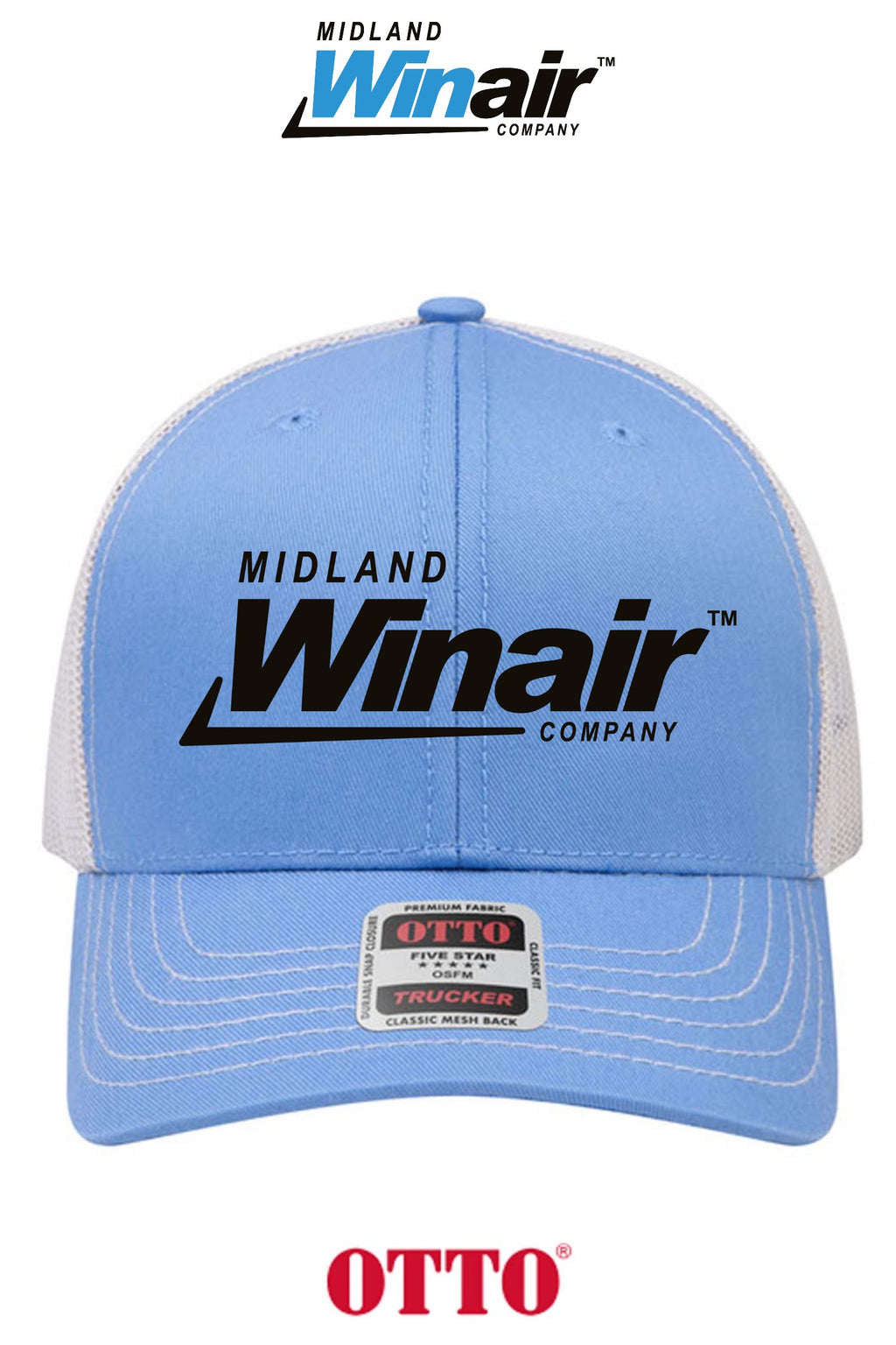 **BULK BUY SPECIAL** OTTO CAP® 6 Panel Mid Profile Mesh Back Trucker Hat - Midland Winair