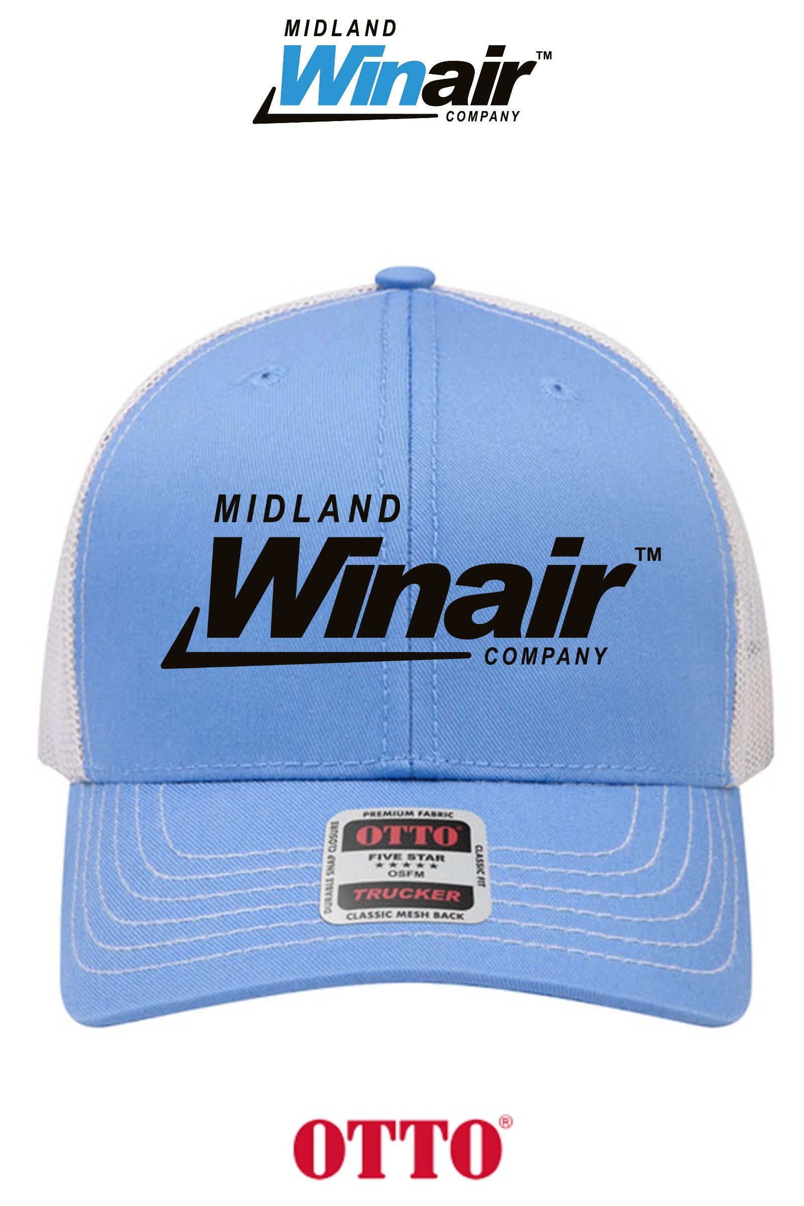 **BULK BUY SPECIAL** OTTO CAP® 6 Panel Mid Profile Mesh Back Trucker Hat - Midland Winair