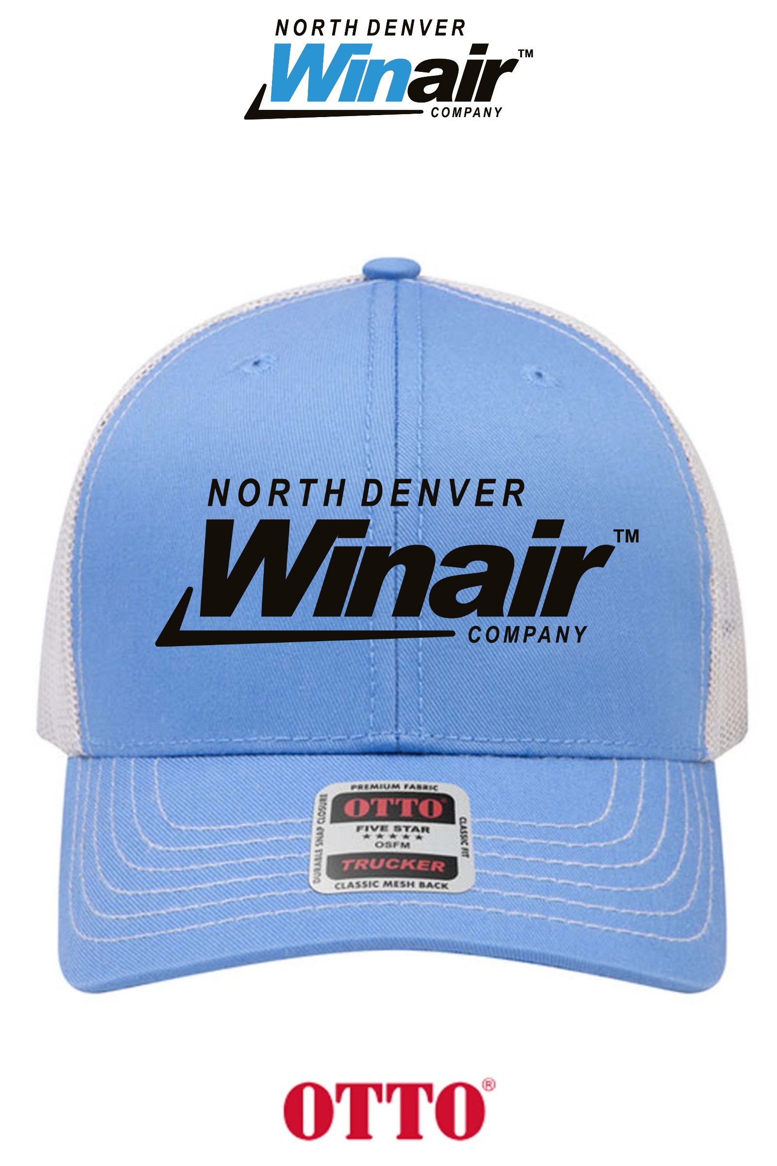 **BULK BUY SPECIAL** OTTO CAP® 6 Panel Mid Profile Mesh Back Trucker Hat - North Denver Winair