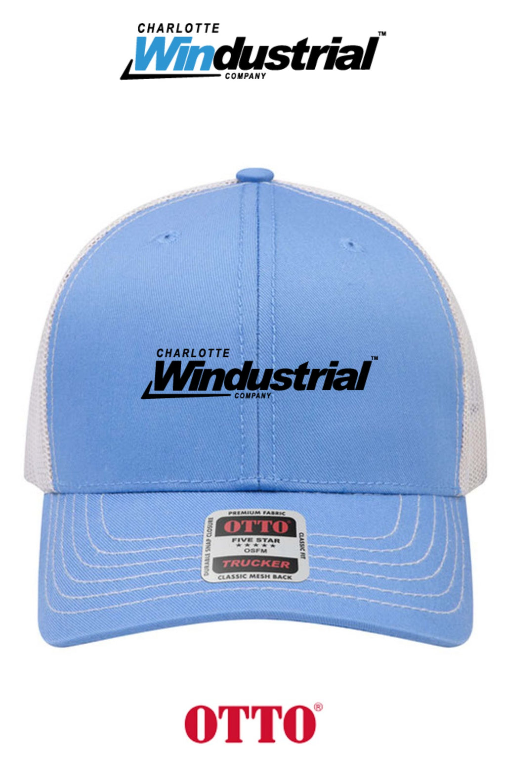 **BULK BUY SPECIAL** OTTO CAP® 6 Panel Mid Profile Mesh Back Trucker Hat - Charlotte Windustrial