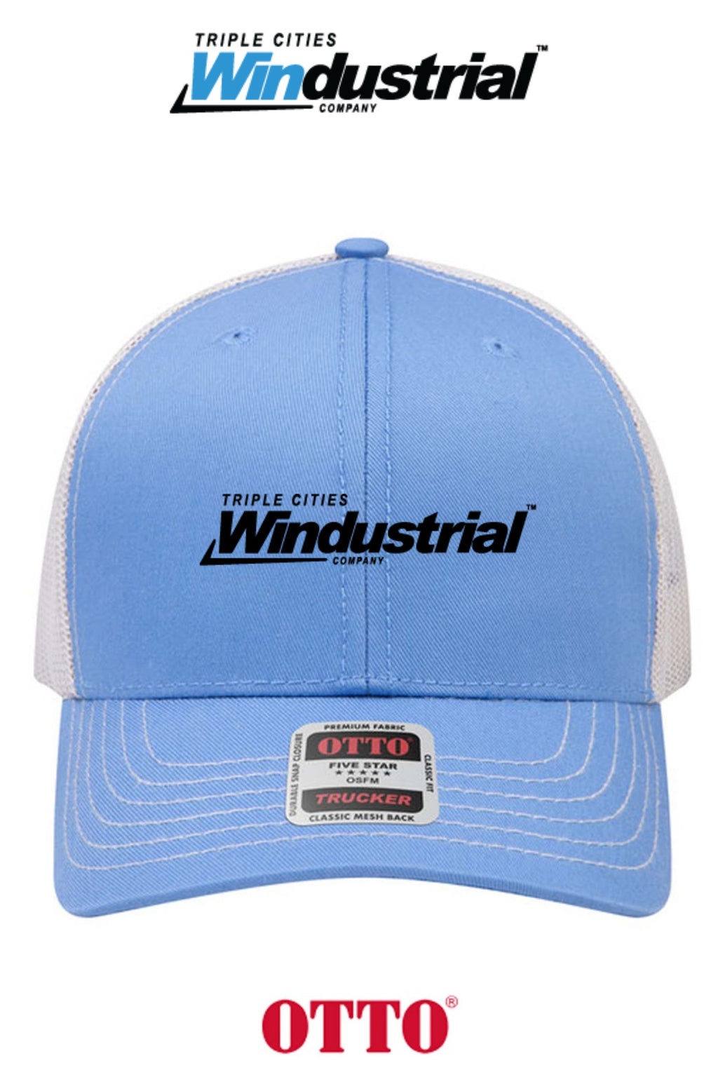 **BULK BUY SPECIAL** OTTO CAP® 6 Panel Mid Profile Mesh Back Trucker Hat - Windustrial Triple Cities
