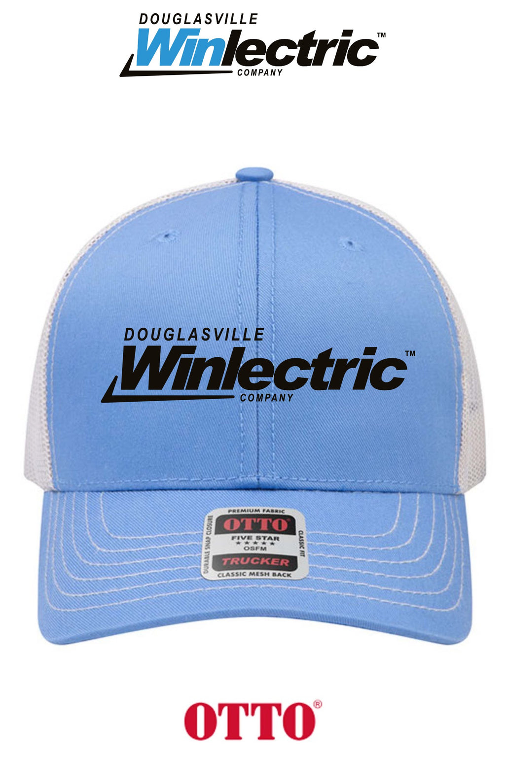 **BULK BUY SPECIAL** OTTO CAP® 6 Panel Mid Profile Mesh Back Trucker Hat - Douglasville Winlectric