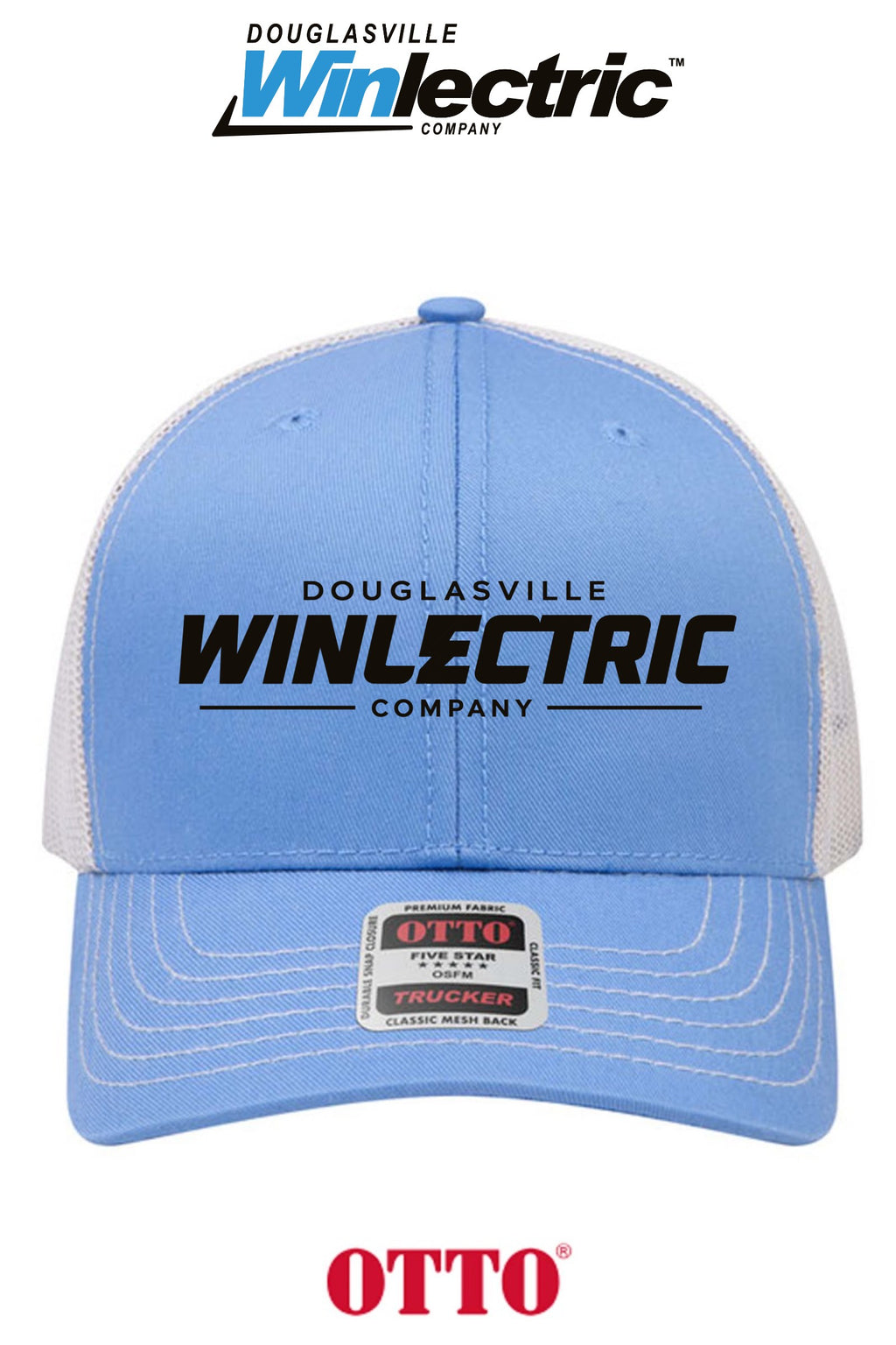 **BULK BUY SPECIAL** OTTO CAP® 6 Panel Mid Profile Mesh Back Trucker Hat - Douglasville Winlectric