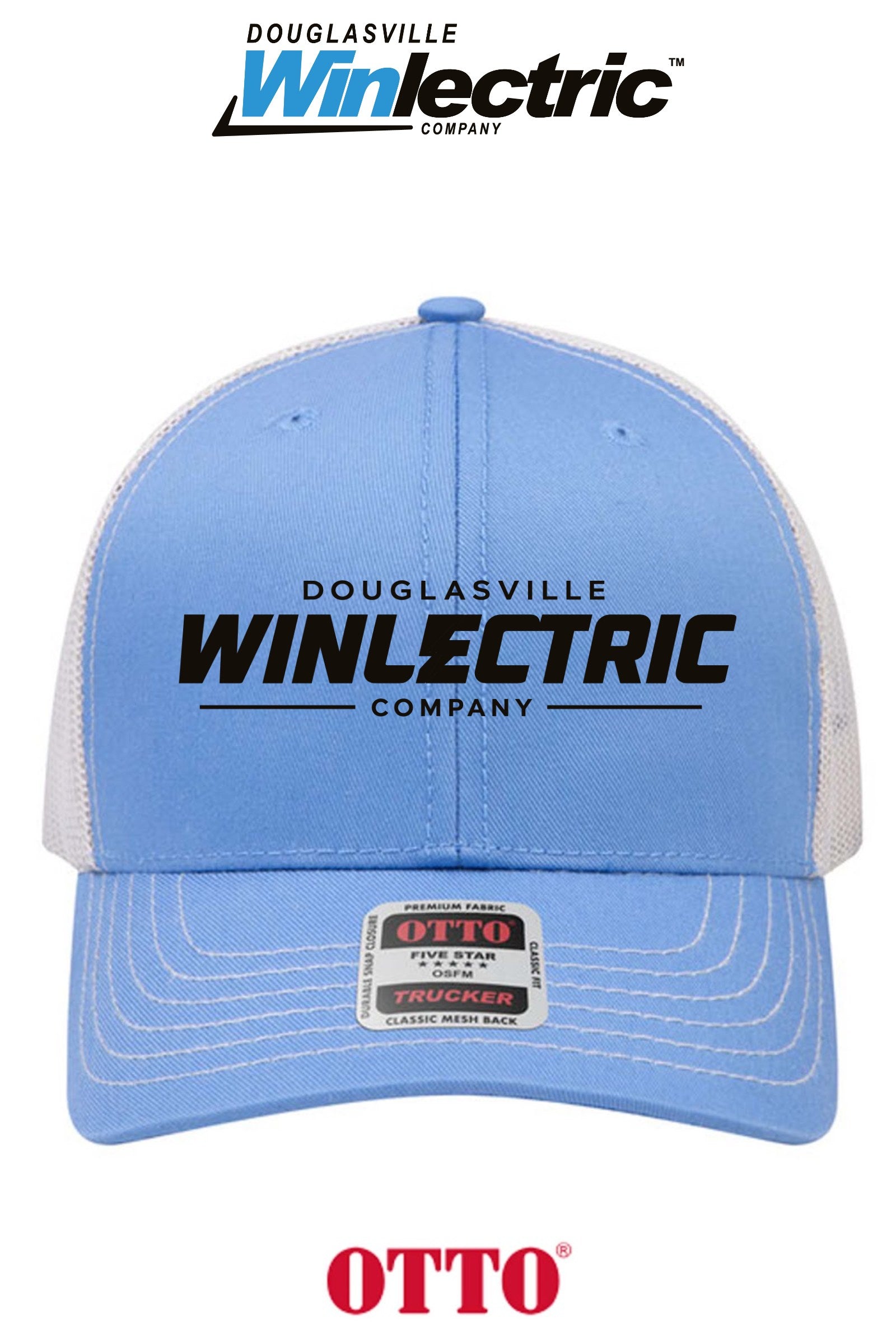 **BULK BUY SPECIAL** OTTO CAP® 6 Panel Mid Profile Mesh Back Trucker Hat - Douglasville Winlectric