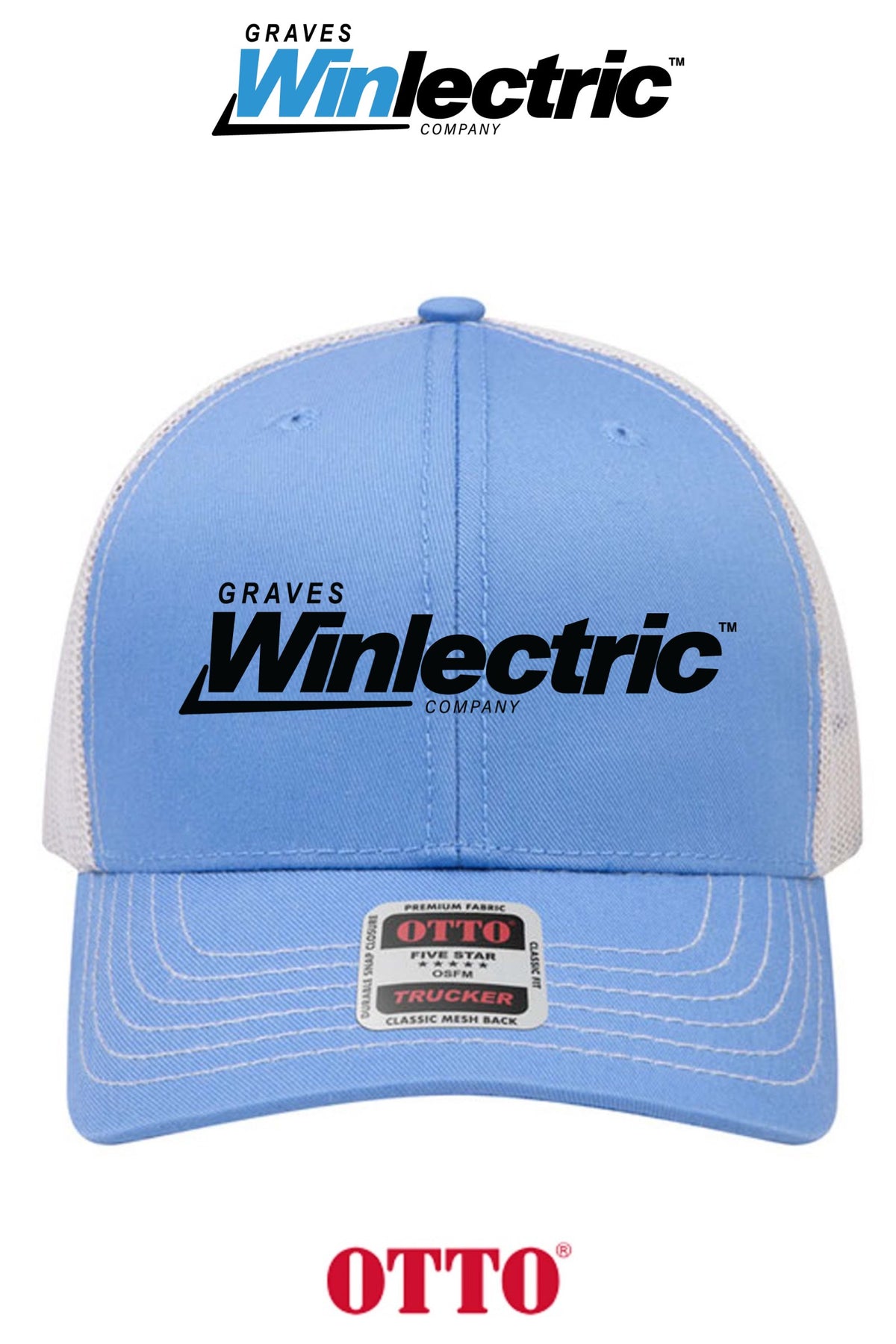 **BULK BUY SPECIAL** OTTO CAP® 6 Panel Mid Profile Mesh Back Trucker Hat - Graves Winlectric