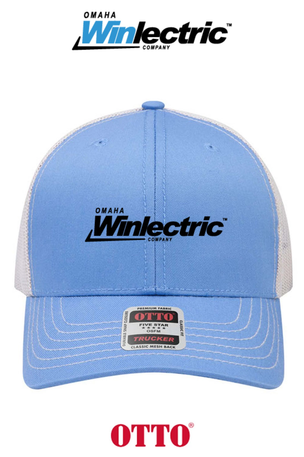 **BULK BUY SPECIAL** OTTO CAP® 6 Panel Mid Profile Mesh Back Trucker Hat - Omaha Winlectric