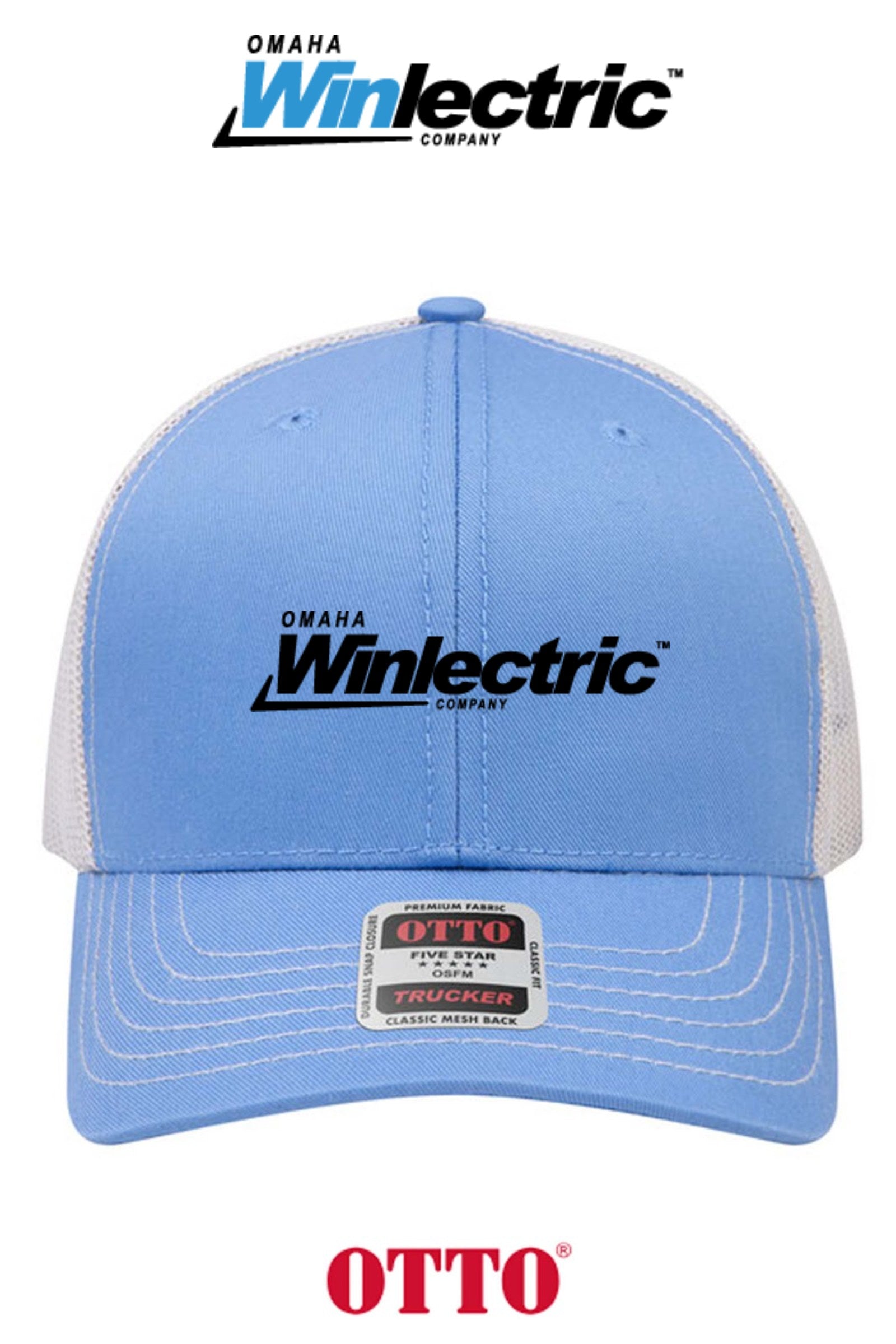 **BULK BUY SPECIAL** OTTO CAP® 6 Panel Mid Profile Mesh Back Trucker Hat - Omaha Winlectric