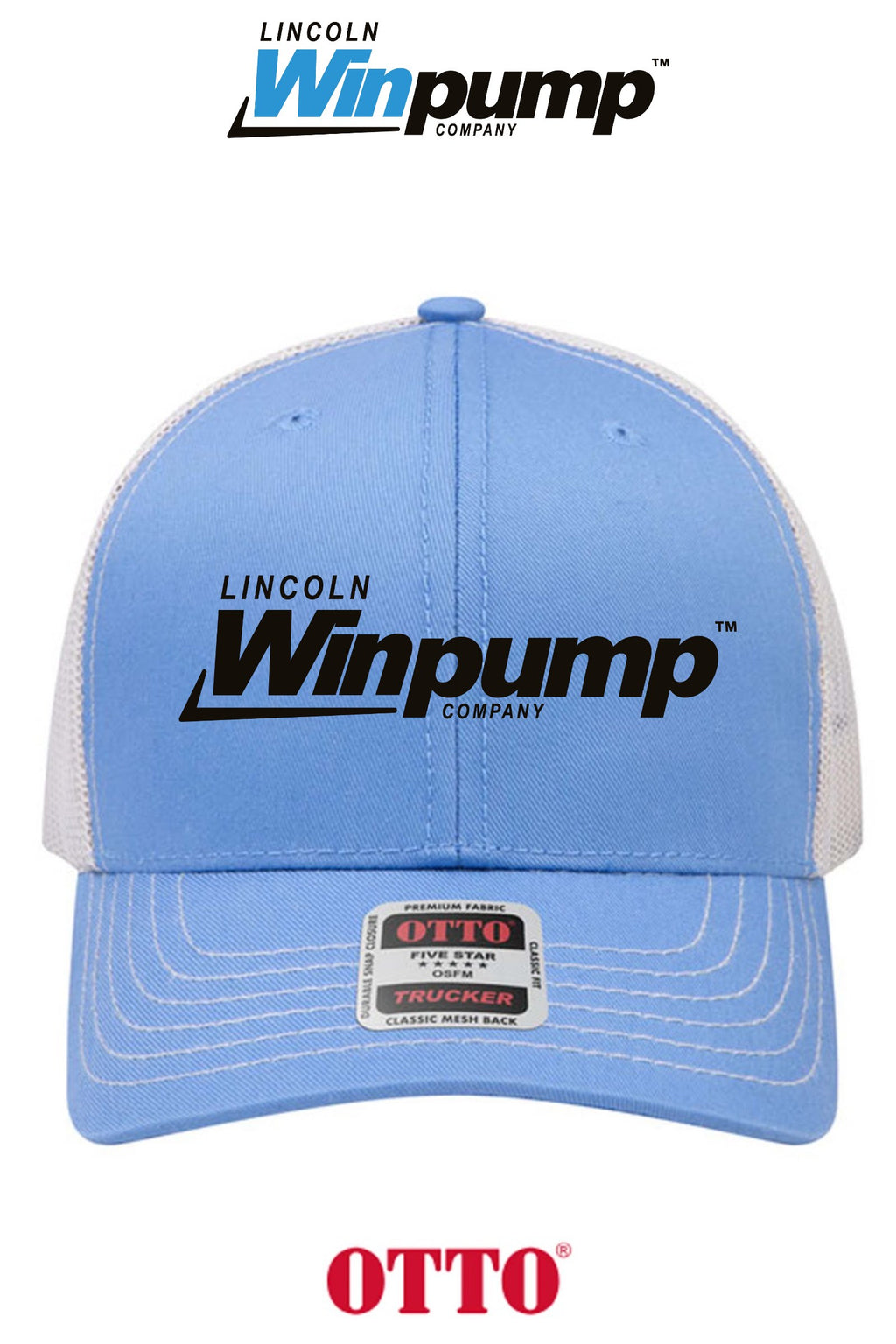 **BULK BUY SPECIAL** OTTO CAP® 6 Panel Mid Profile Mesh Back Trucker Hat - Lincoln Winpump