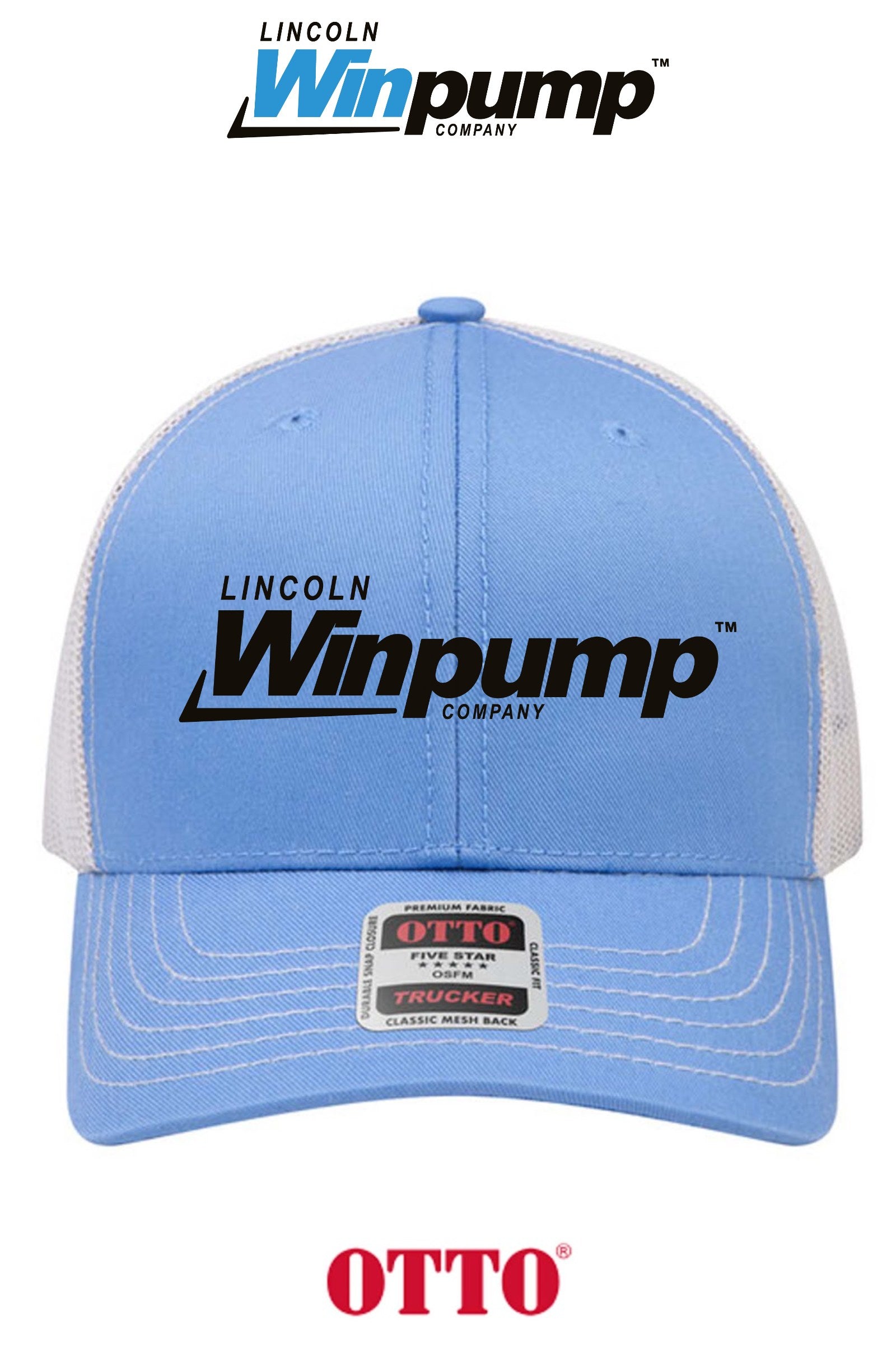 **BULK BUY SPECIAL** OTTO CAP® 6 Panel Mid Profile Mesh Back Trucker Hat - Lincoln Winpump