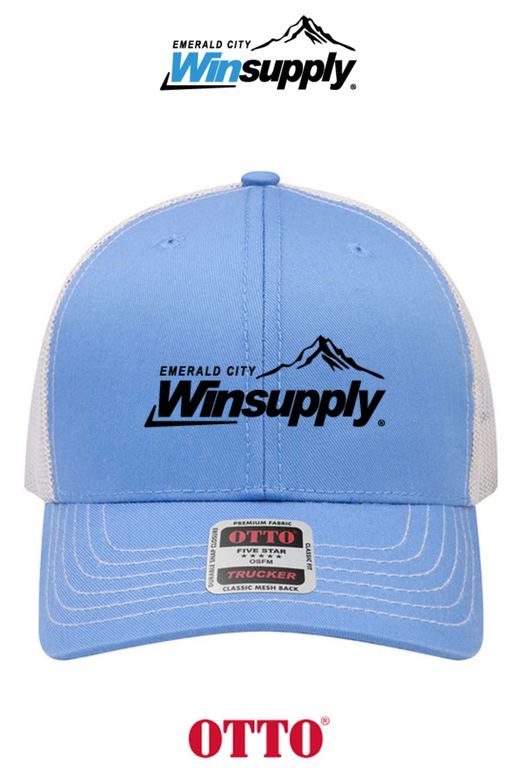 **BULK BUY SPECIAL** OTTO CAP® 6 Panel Mid Profile Mesh Back Trucker Hat - Winsupply Emerald City