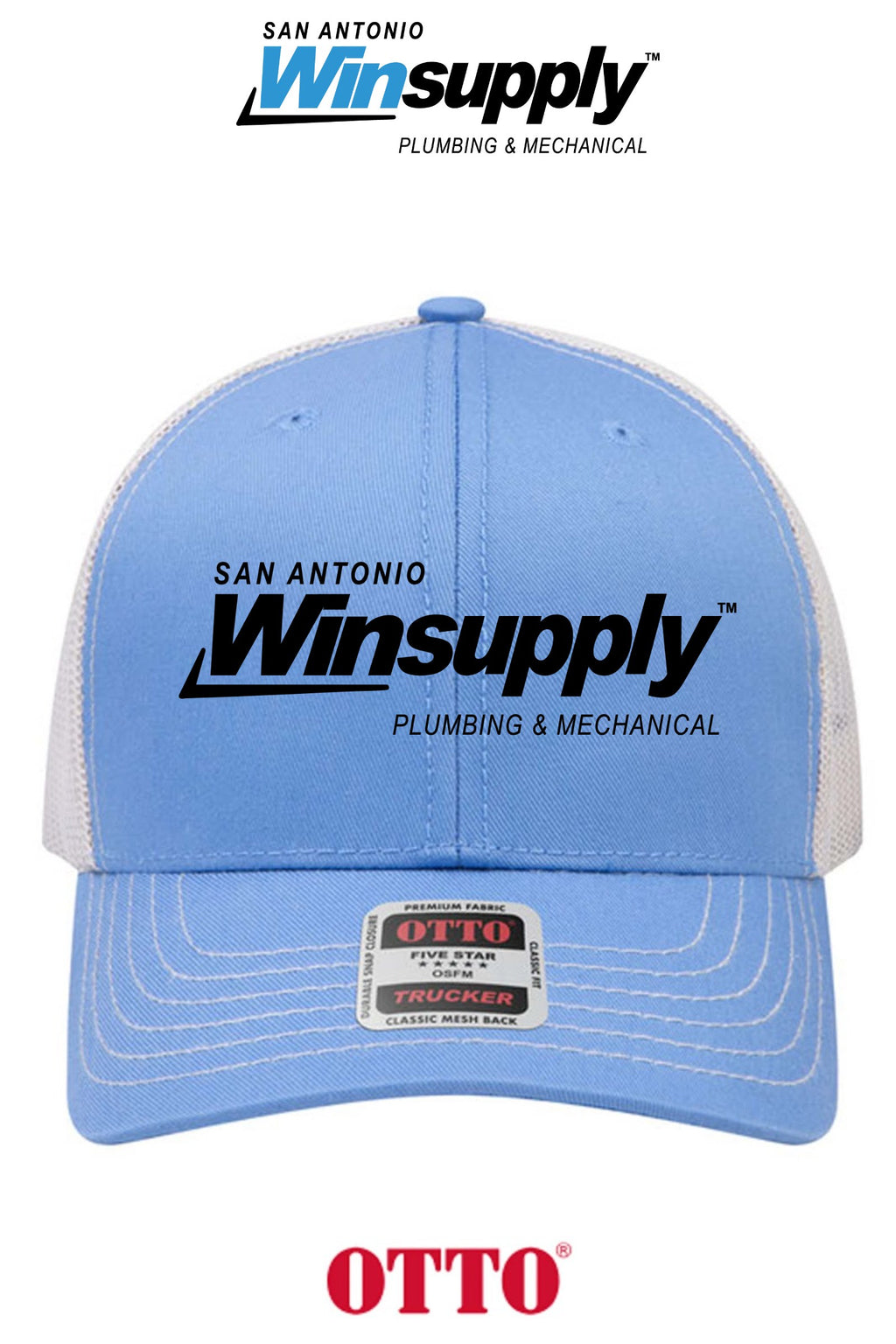 **BULK BUY SPECIAL** OTTO CAP® 6 Panel Mid Profile Mesh Back Trucker Hat - San Antonio Winsupply