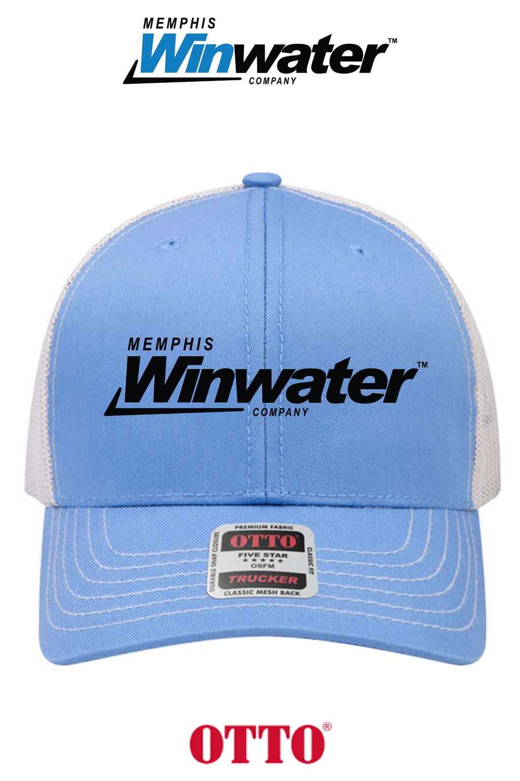 **BULK BUY SPECIAL** OTTO CAP® 6 Panel Mid Profile Mesh Back Trucker Hat - Memphis Winwater
