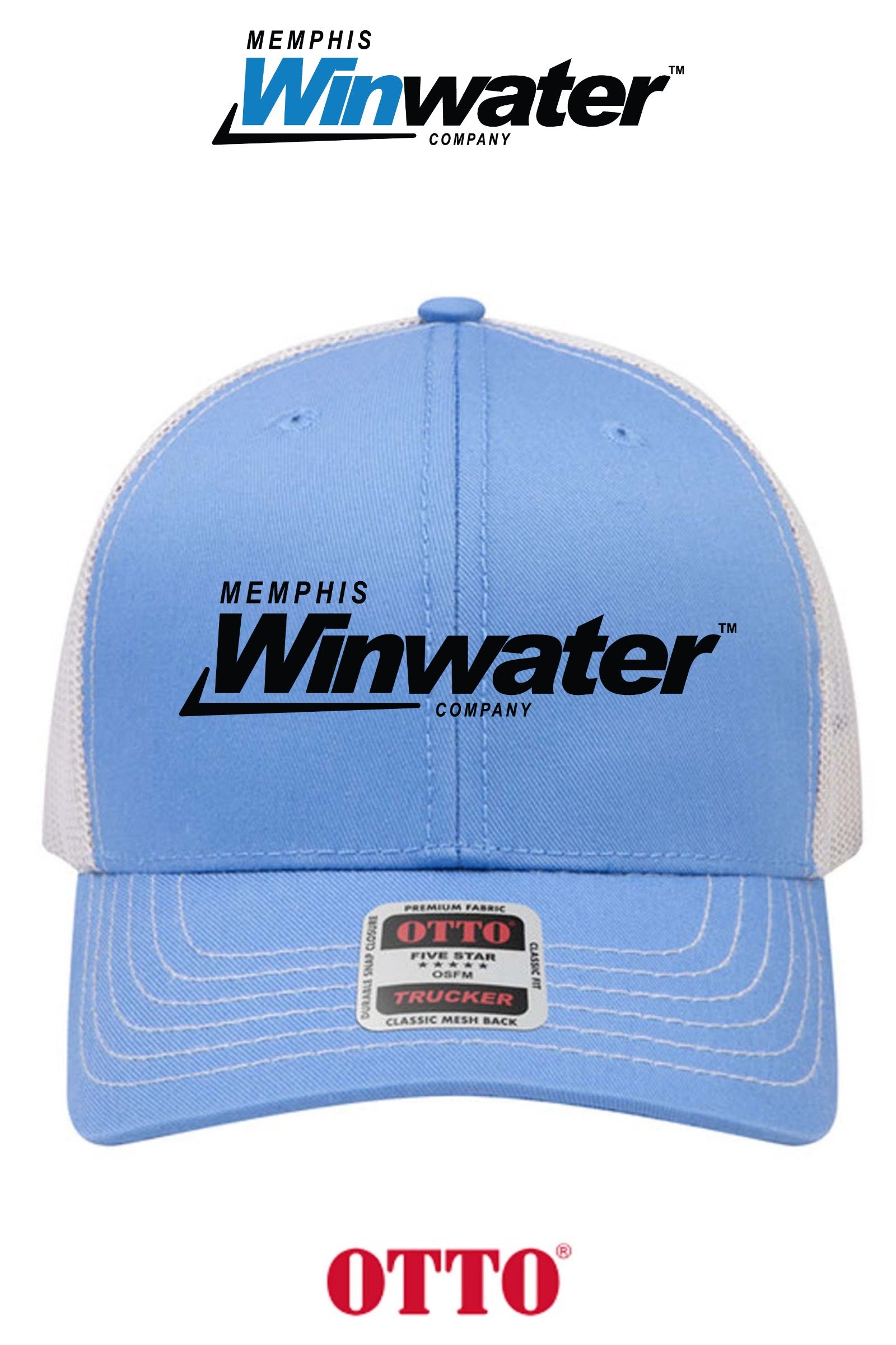 **BULK BUY SPECIAL** OTTO CAP® 6 Panel Mid Profile Mesh Back Trucker Hat - Memphis Winwater