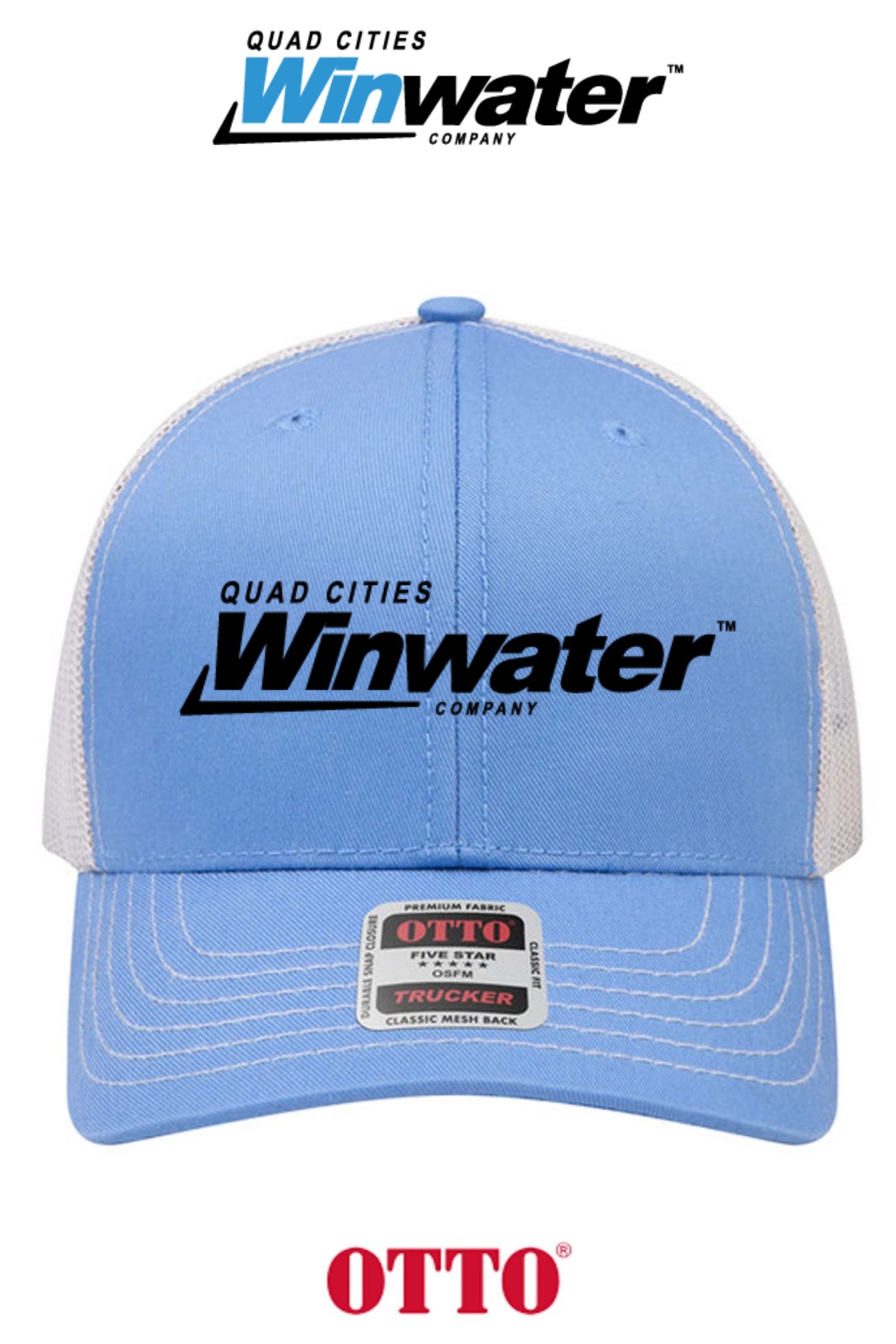 **BULK BUY SPECIAL** OTTO CAP® 6 Panel Mid Profile Mesh Back Trucker Hat - Quad Cities Winwater
