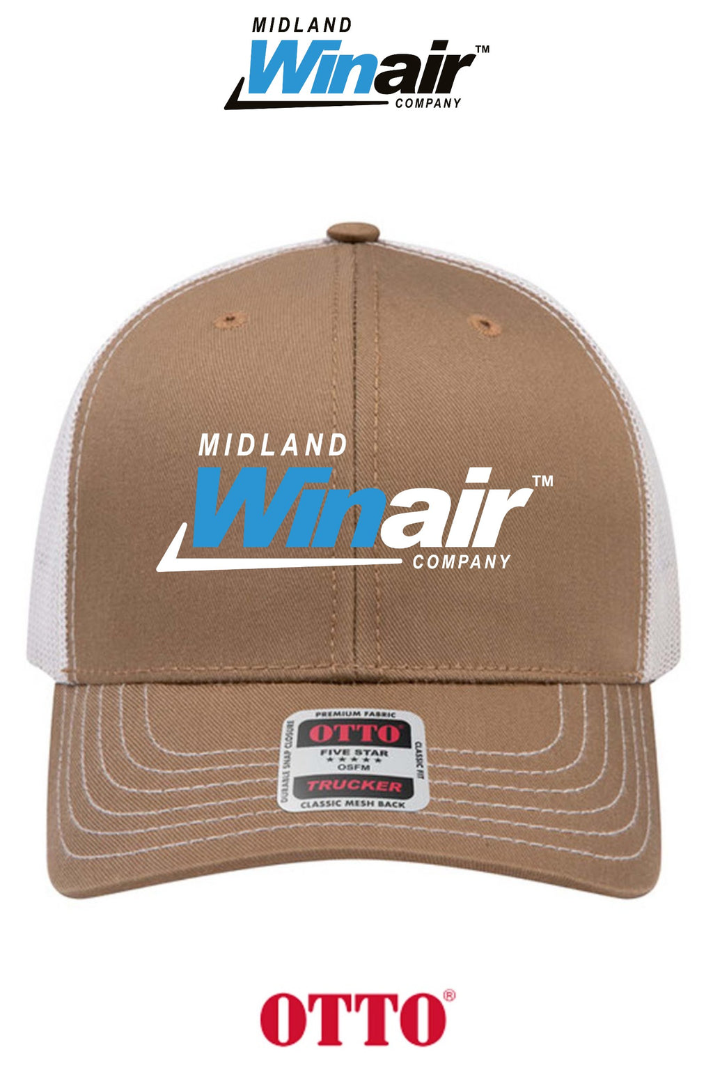 **BULK BUY SPECIAL** OTTO CAP® 6 Panel Mid Profile Mesh Back Trucker Hat - Midland Winair
