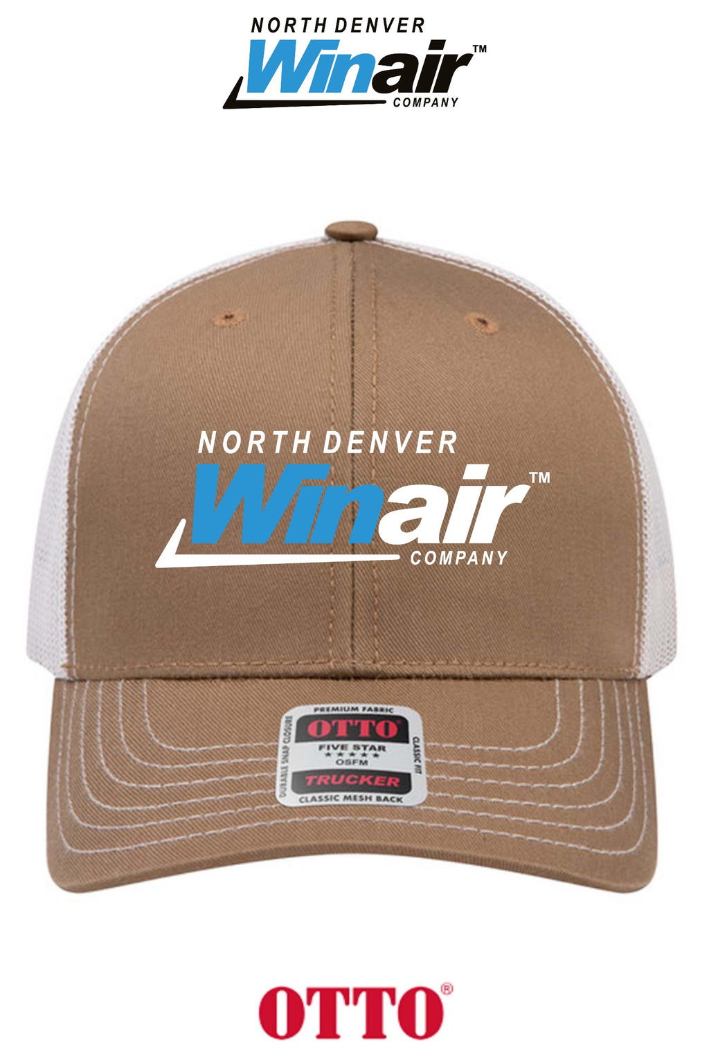 **BULK BUY SPECIAL** OTTO CAP® 6 Panel Mid Profile Mesh Back Trucker Hat - North Denver Winair