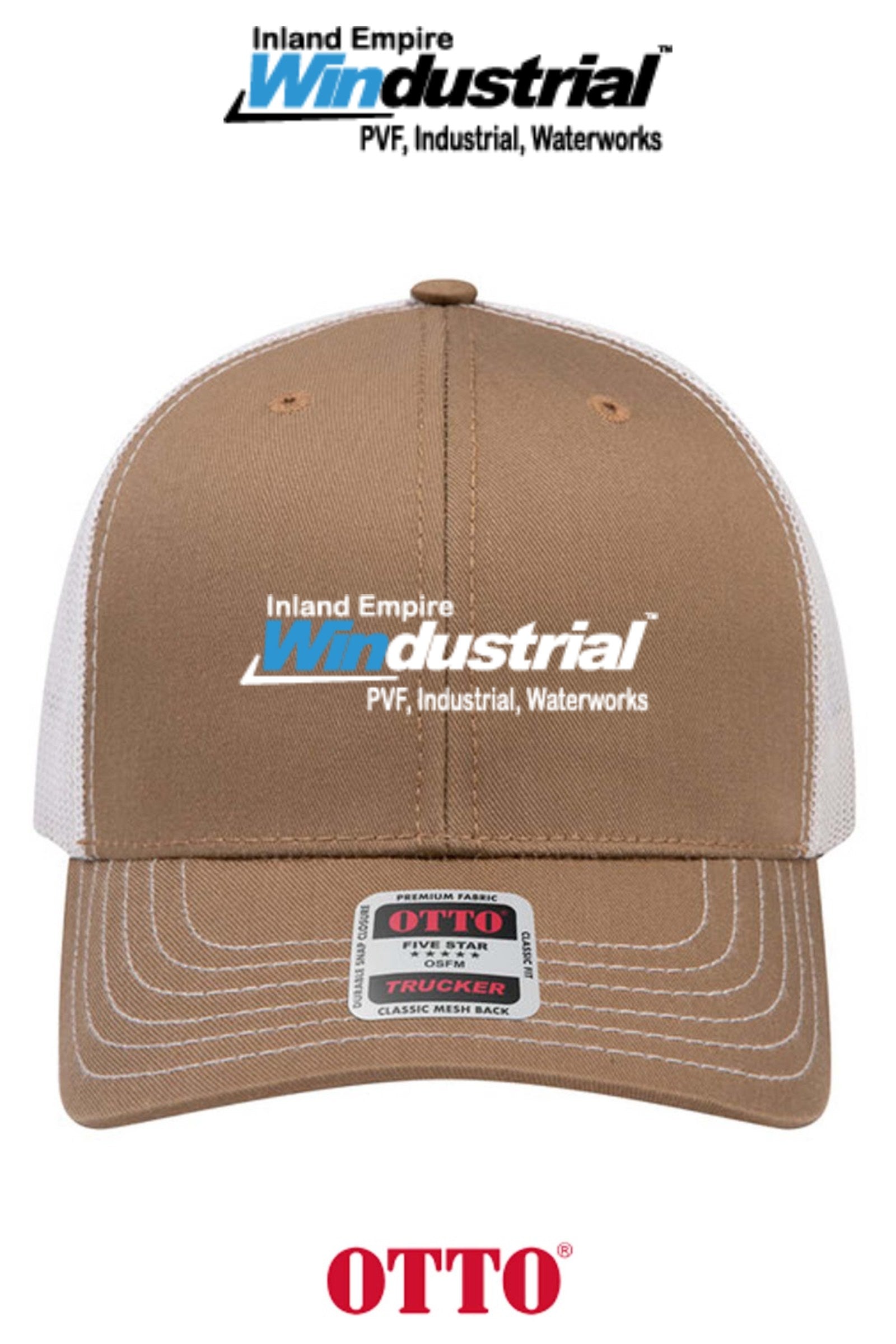 **BULK BUY SPECIAL** OTTO CAP® 6 Panel Mid Profile Mesh Back Trucker Hat - Inland Empire Windustrial