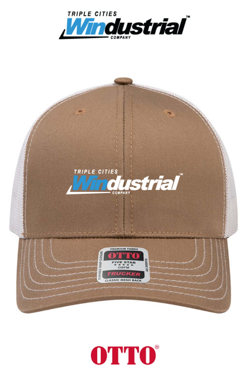 **BULK BUY SPECIAL** OTTO CAP® 6 Panel Mid Profile Mesh Back Trucker Hat - Windustrial Triple Cities