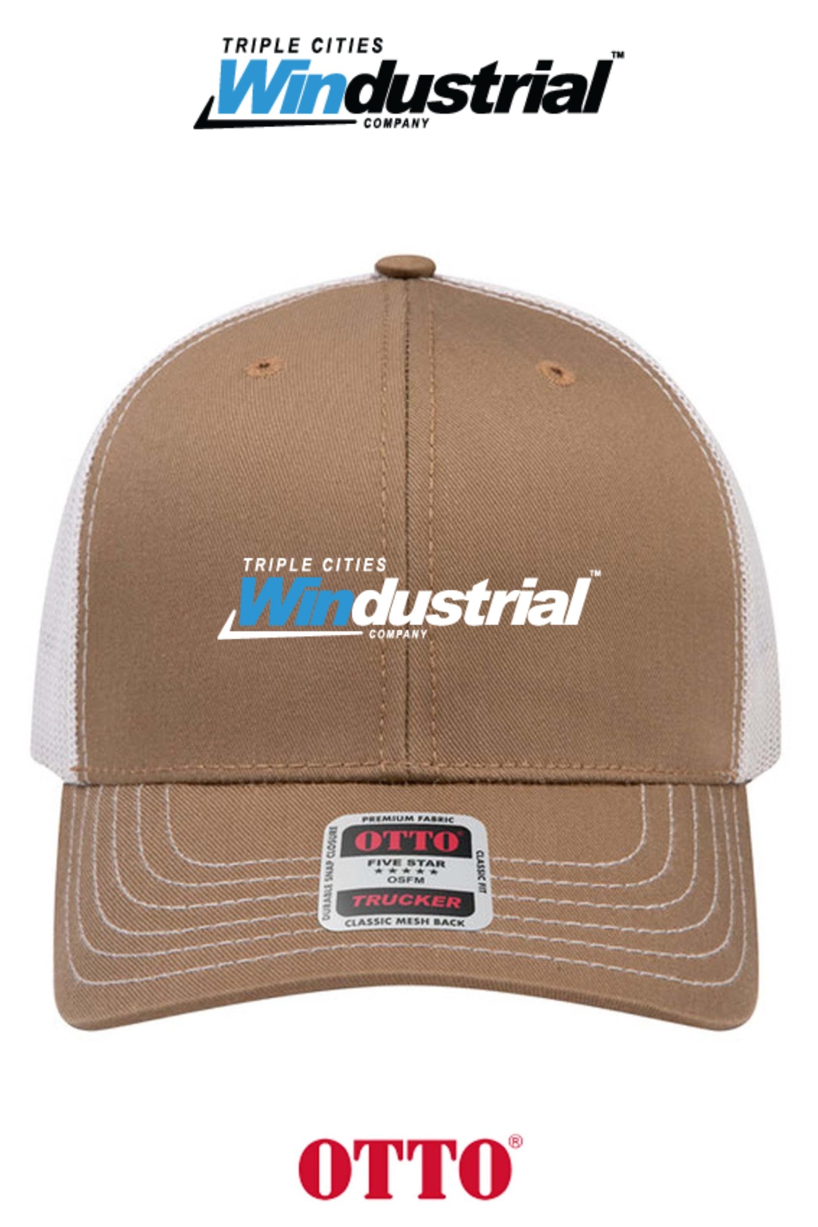 **BULK BUY SPECIAL** OTTO CAP® 6 Panel Mid Profile Mesh Back Trucker Hat - Windustrial Triple Cities