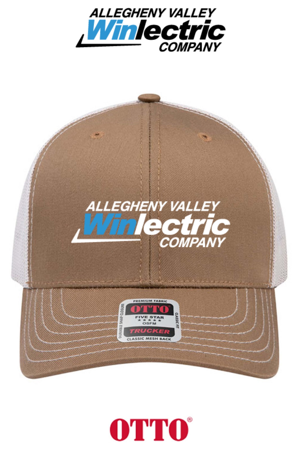 **BULK BUY SPECIAL** OTTO CAP® 6 Panel Mid Profile Mesh Back Trucker Hat - Allegheny Valley Winlectric