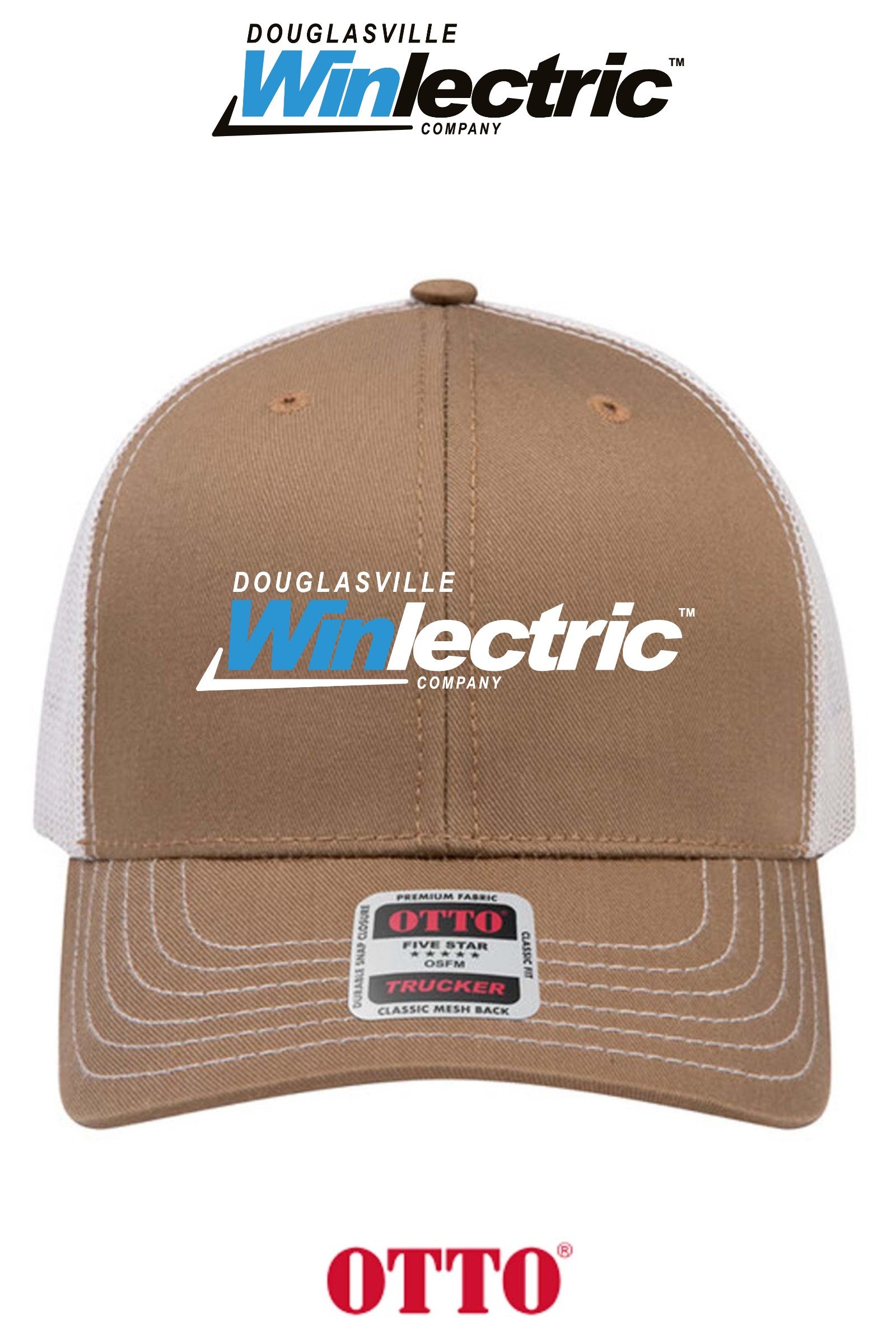 **BULK BUY SPECIAL** OTTO CAP® 6 Panel Mid Profile Mesh Back Trucker Hat - Douglasville Winlectric