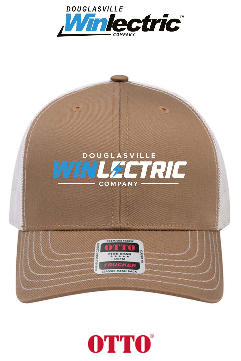 **BULK BUY SPECIAL** OTTO CAP® 6 Panel Mid Profile Mesh Back Trucker Hat - Douglasville Winlectric