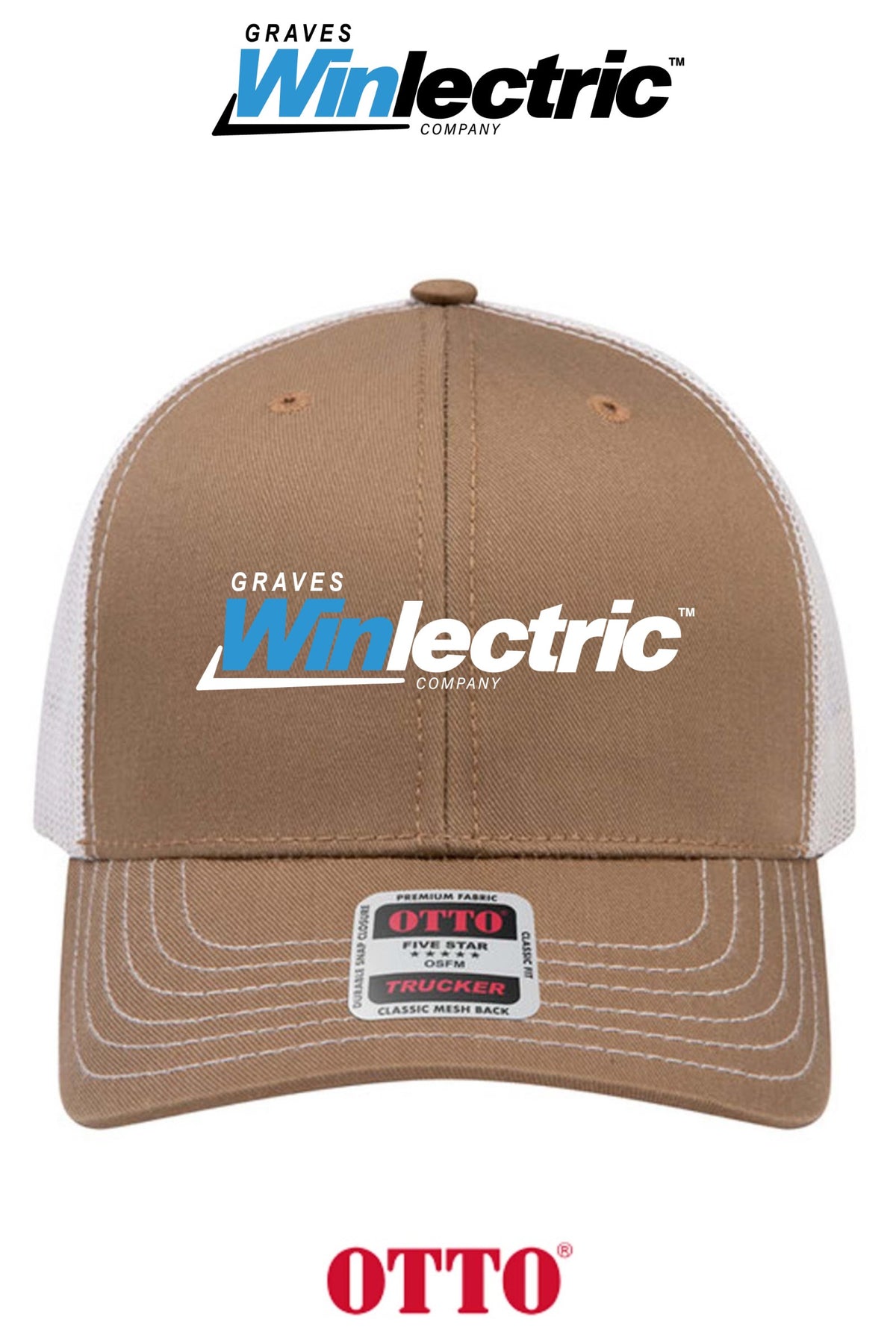 **BULK BUY SPECIAL** OTTO CAP® 6 Panel Mid Profile Mesh Back Trucker Hat - Graves Winlectric